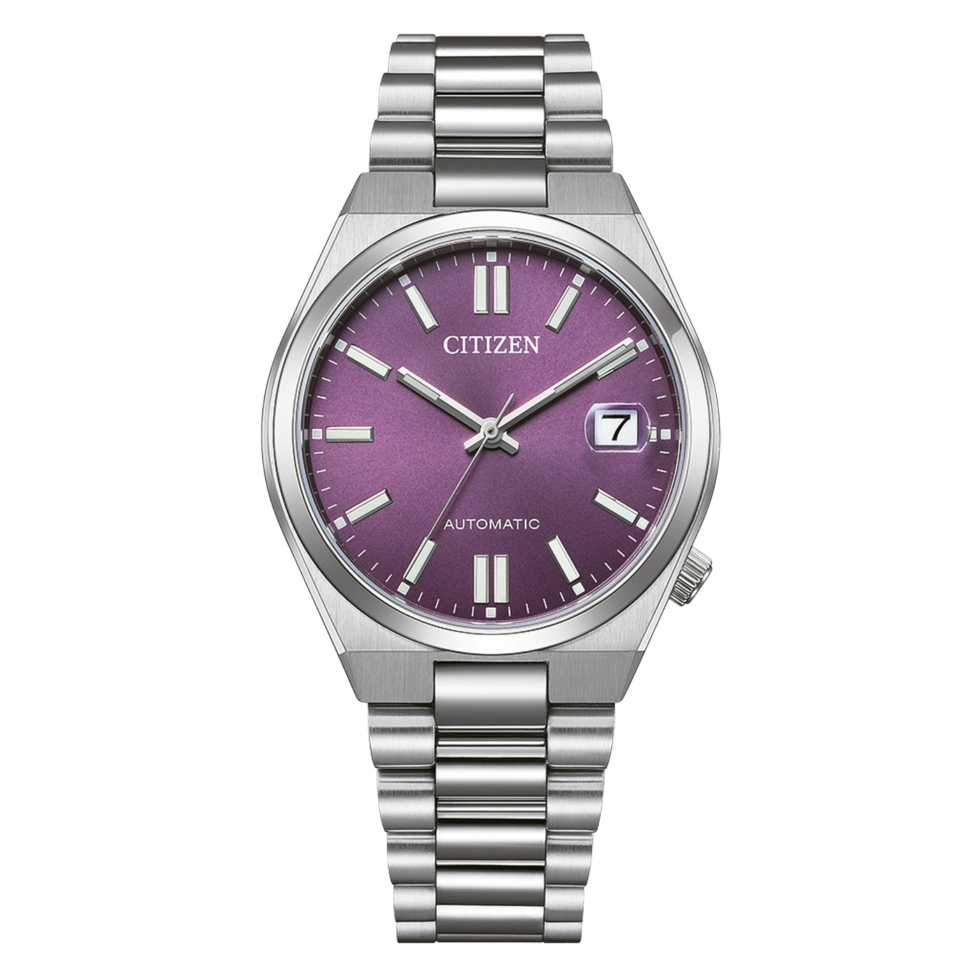 Automatikuhr CITIZEN "TSUYOSA 37 mm", silberfarben, violett, Armbanduhren, Damen, Automatikuhr, Armbanduhr, Damenuhr, Mechanische Uhr, Edelstahlarmban