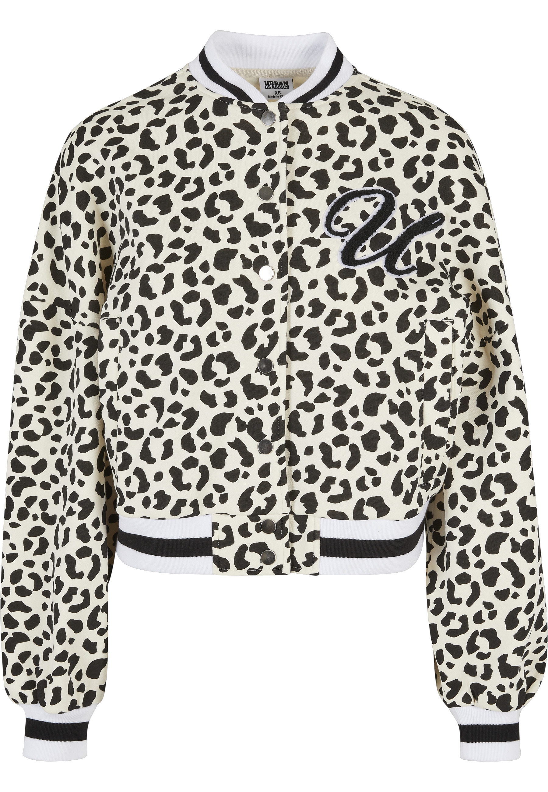 URBAN CLASSICS Strickfleecejacke »Urban Classics Damen Ladies AOP Oversized College Sweat Jacket« 1 Stk. tlg. ohne Kapuze