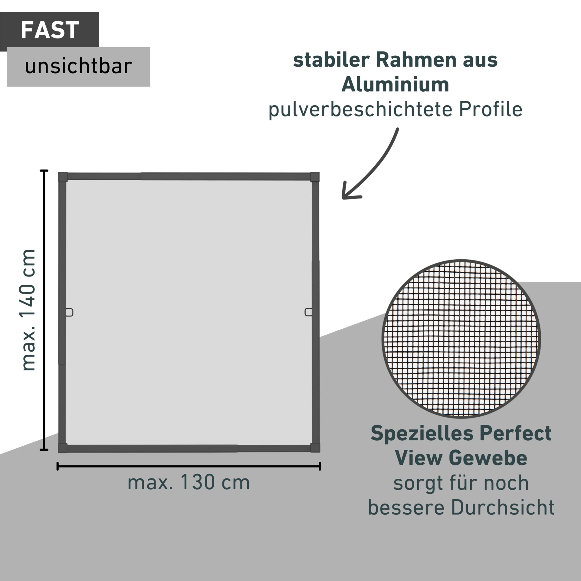 Windhager Insektenschutz-Fensterrahmen »Click & Protect mit Alurahmen, Spannrahmen Fenster teleskopierbar« Fliegengitter in weiß, anthrazit erhältlich, 130x140cm, ohne bohren