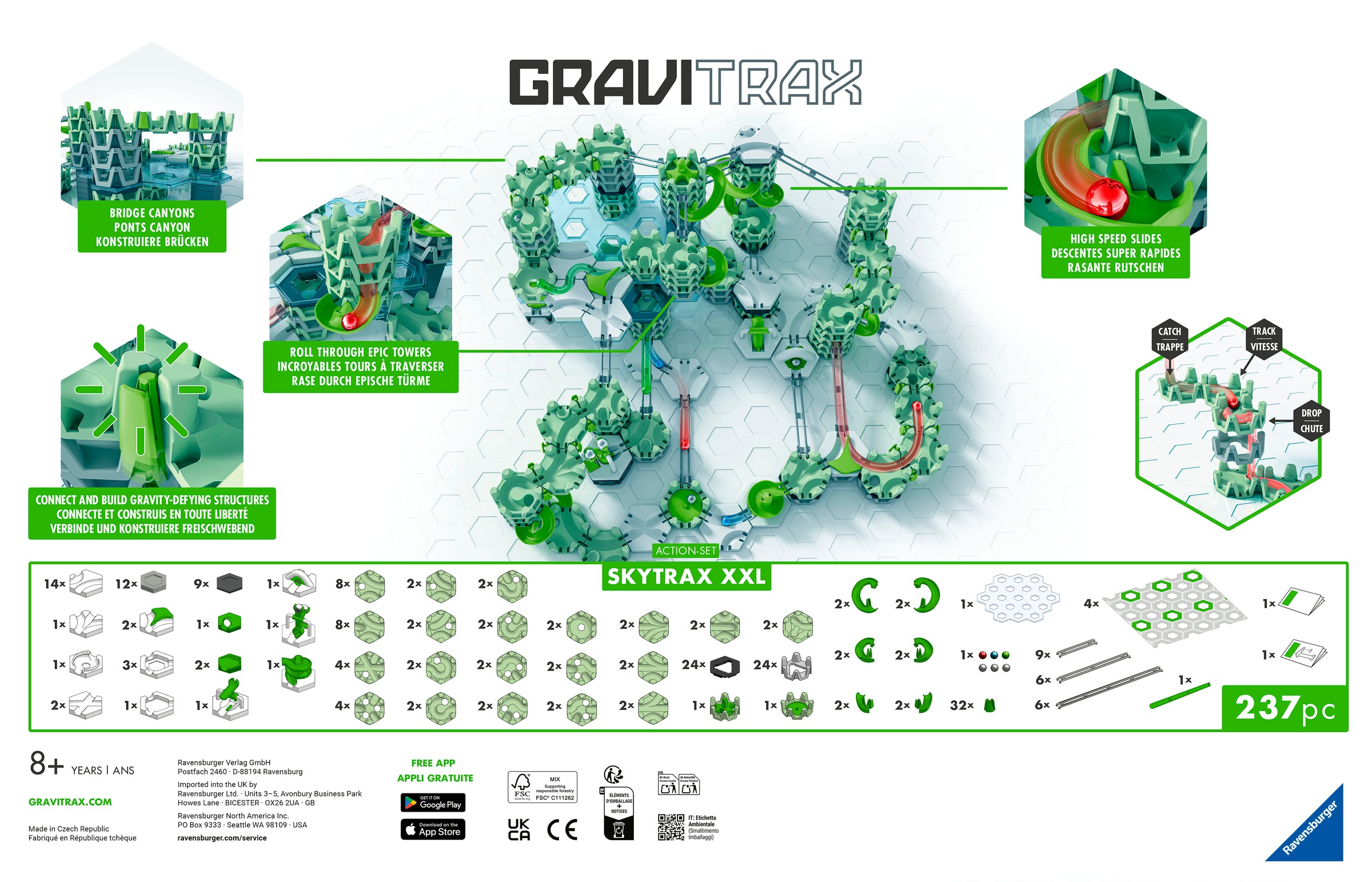 Ravensburger Kugelbahn-Bausatz »GraviTrax Action-Set XXL Skytrax«, Made in Europe