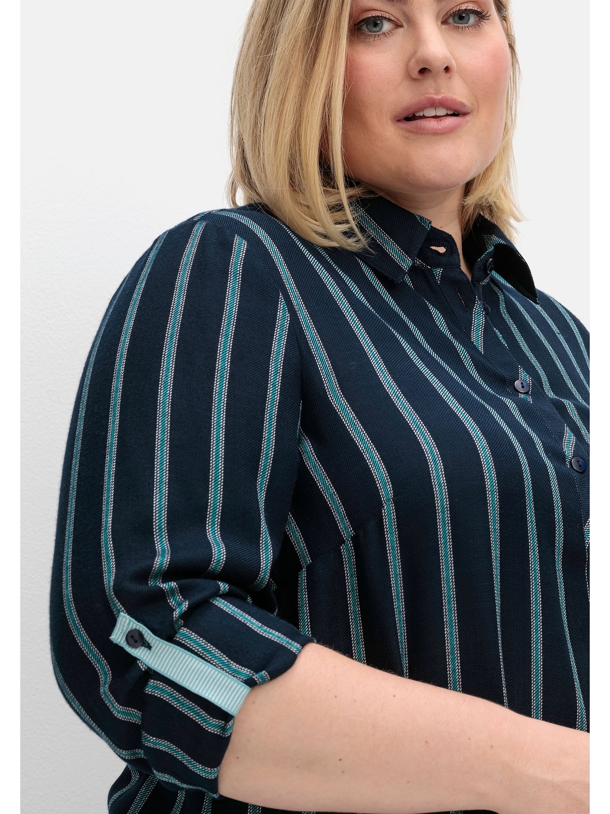 Sheego Langarmbluse »Große Größen«, mit Multicolor-Streifen, leicht  transparent für kaufen | BAUR | Hemdblusen