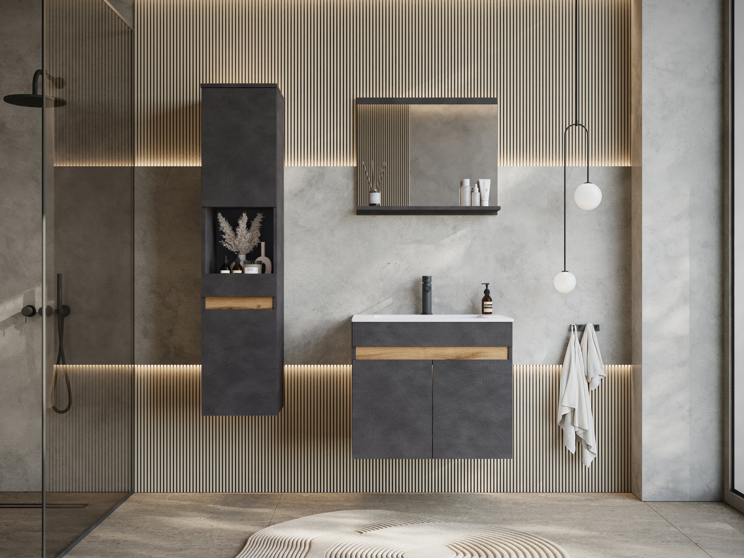 Thumbnail - welltime Badmöbel-Set "COIN" Set, 3 Stk. tlg.