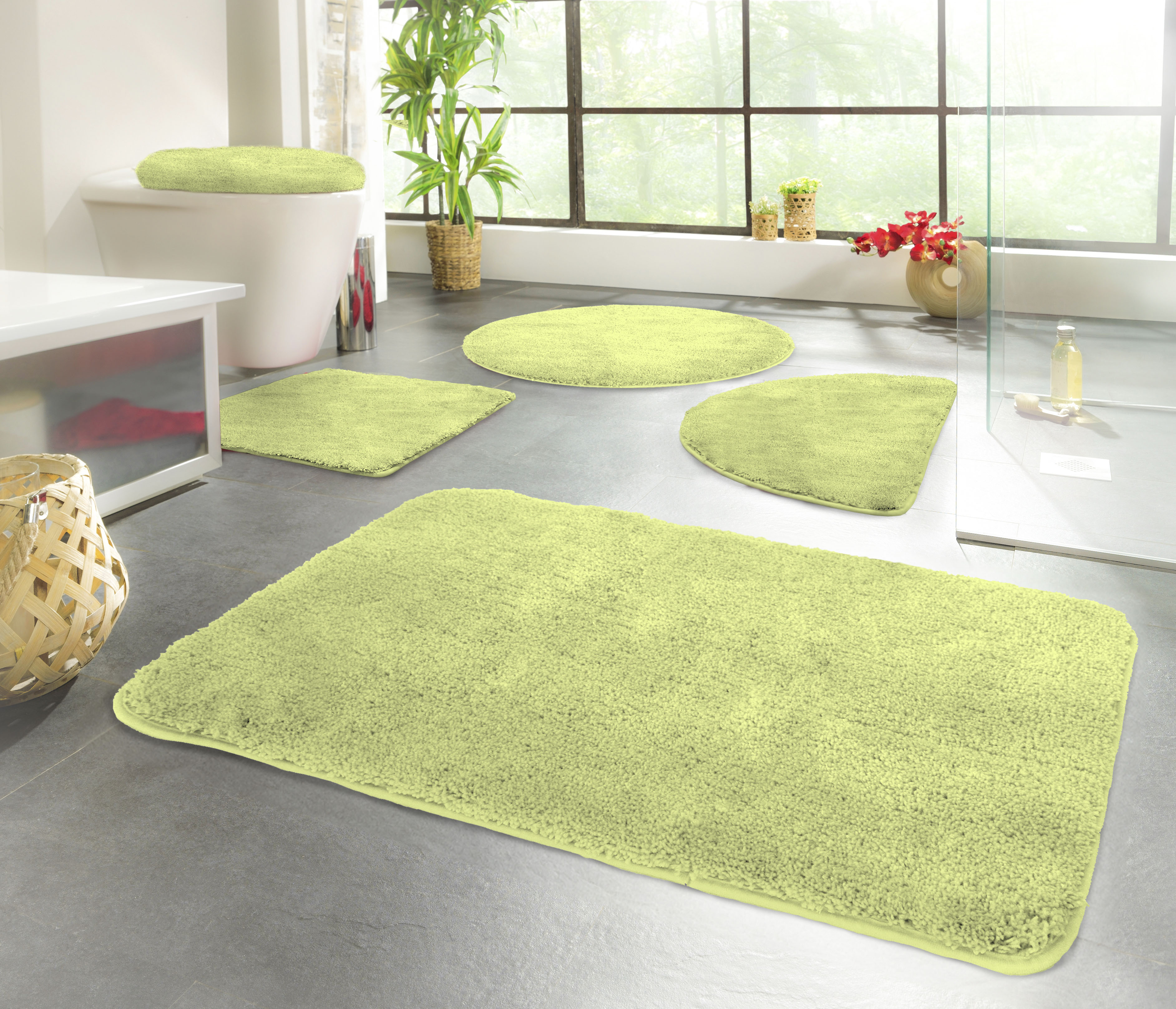 KiNZLER Badematte "Chaozhou, Badvorleger, Badezimmer Teppich" Höhe 20 mm rutschhemmend beschichtet fußbodenheizungsgeeignet Badteppich, Uni Farben, weich, als rechteckig, rund & Set erhältlich