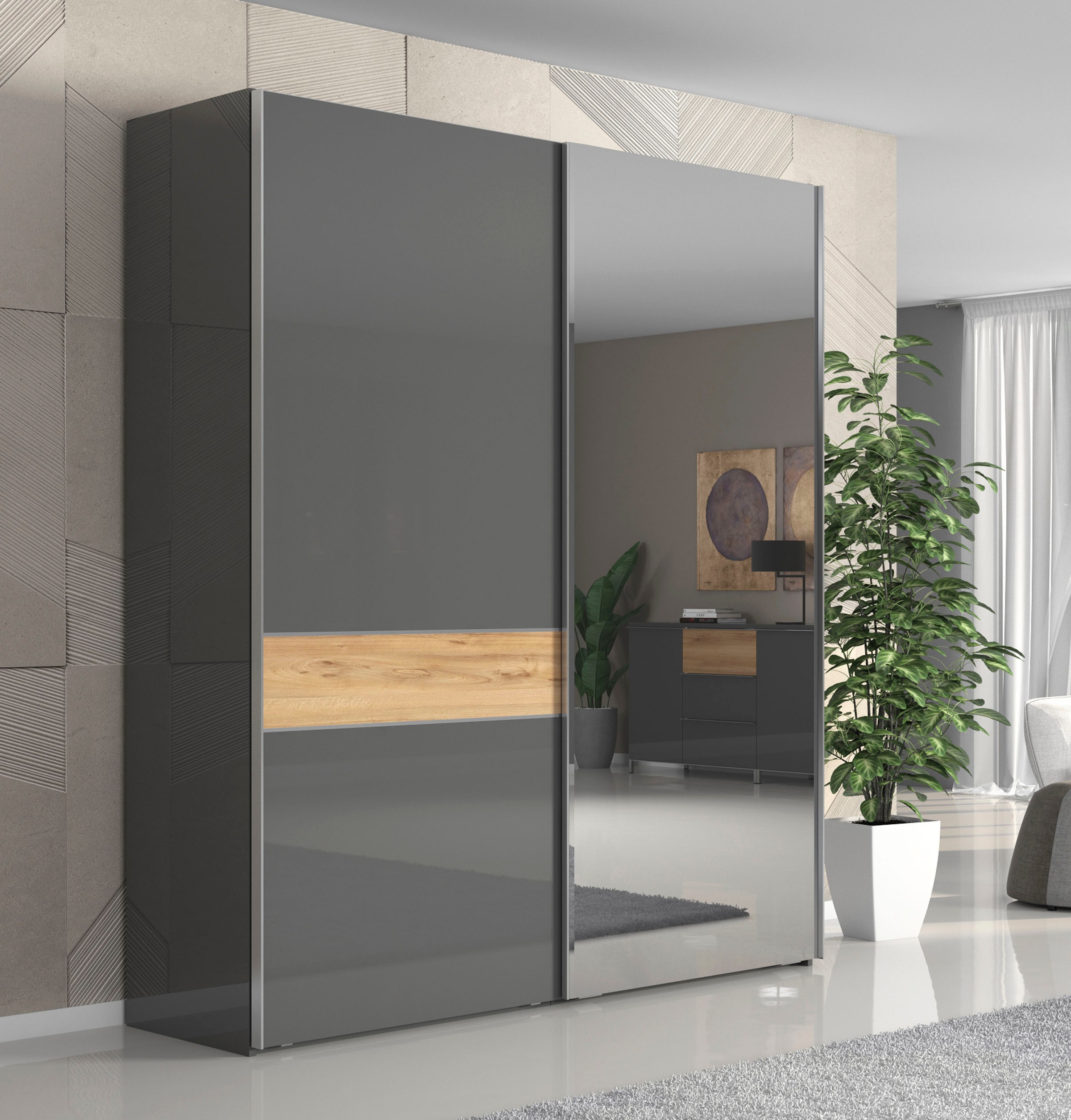 Places of Style Schwebetürenschrank "Onyx, Schwebetürenschrank inklusive In günstig online kaufen