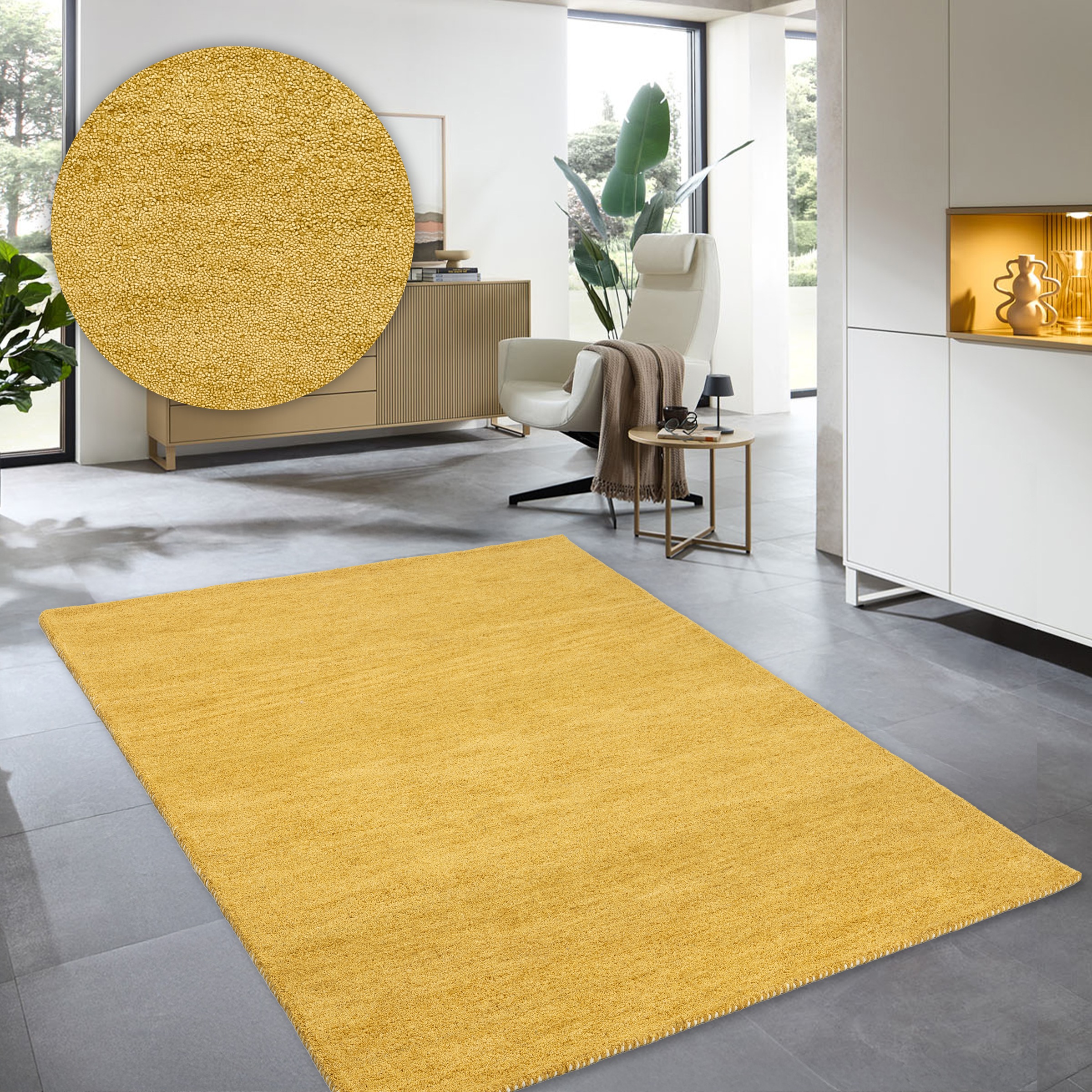 THEKO Wollteppich "Gabbeh Uni, Handgefertigt, Teppich, meliert, reine Wolle günstig online kaufen