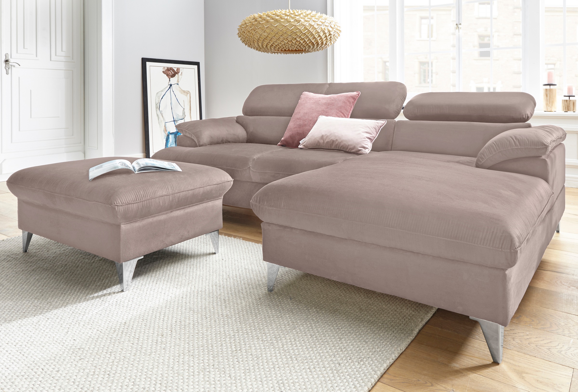 COTTA Ecksofa »Caluso L-Form«, mit Kopfteilverstellung, wahlweise mit Bettfunktion & Bettkasten