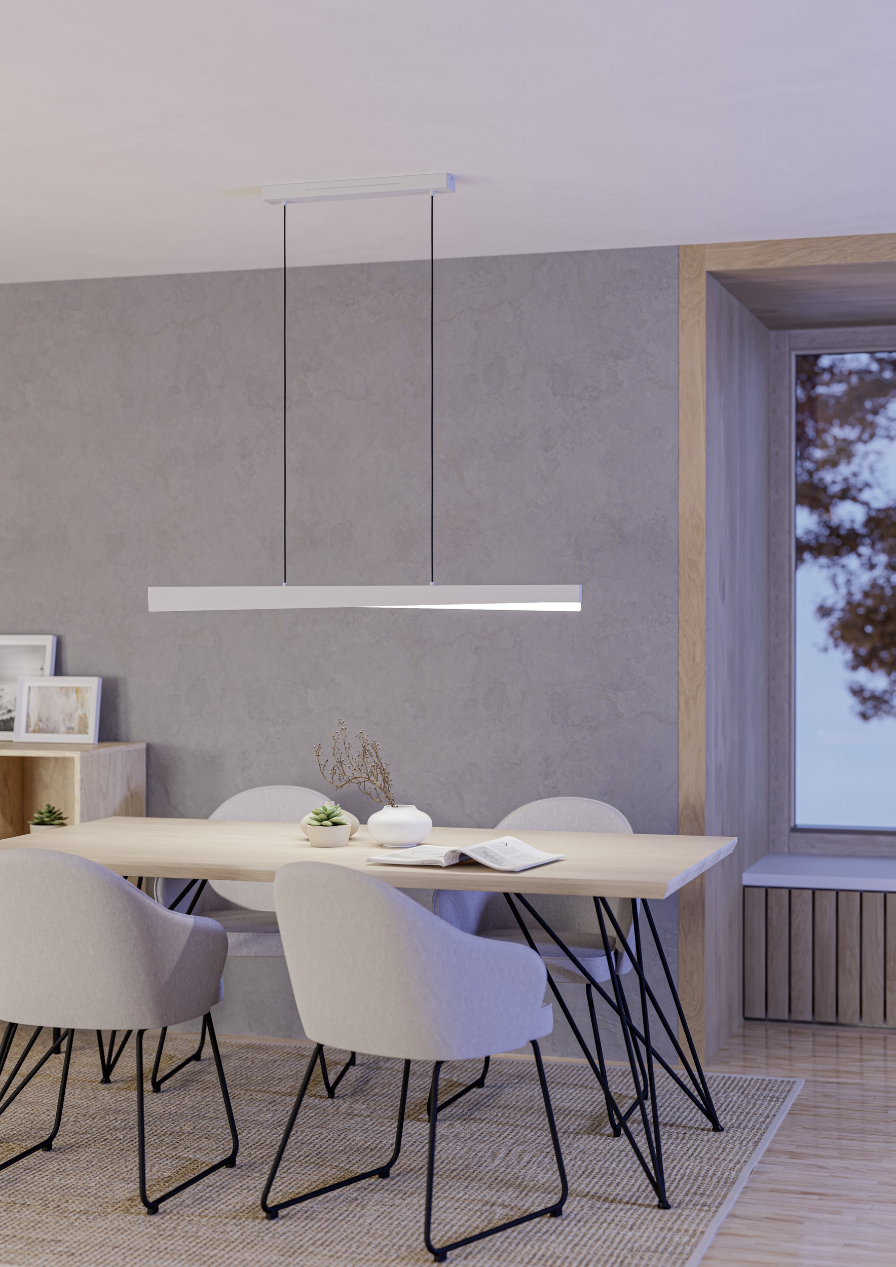 EGLO Hängeleuchte »BOLOGNANO-Z Pendellampe - Alu, Stahl - LED - 19W - IP20« LED-Modul 1 Stk. Kaltweiß | Neutralweiß | RGB | Warmweiß Hängelampe, Deckenlampe, Wohnzimmer, Esszimmer, L117 x B7 x H110 cm