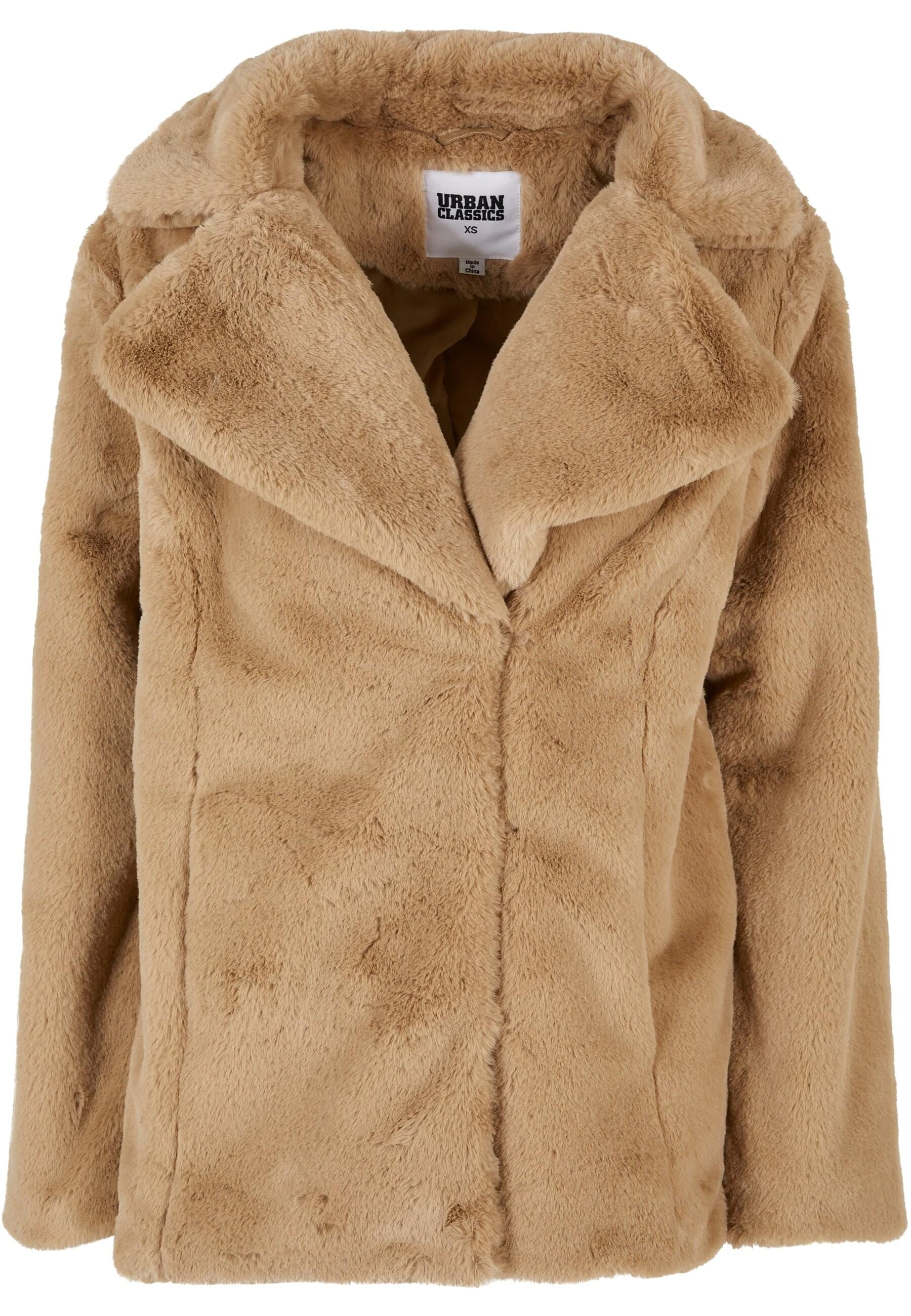 Winterjacke »Urban Classics Damen Ladies Lapel Teddy Jacket«, (1 St.), ohne Kapuze