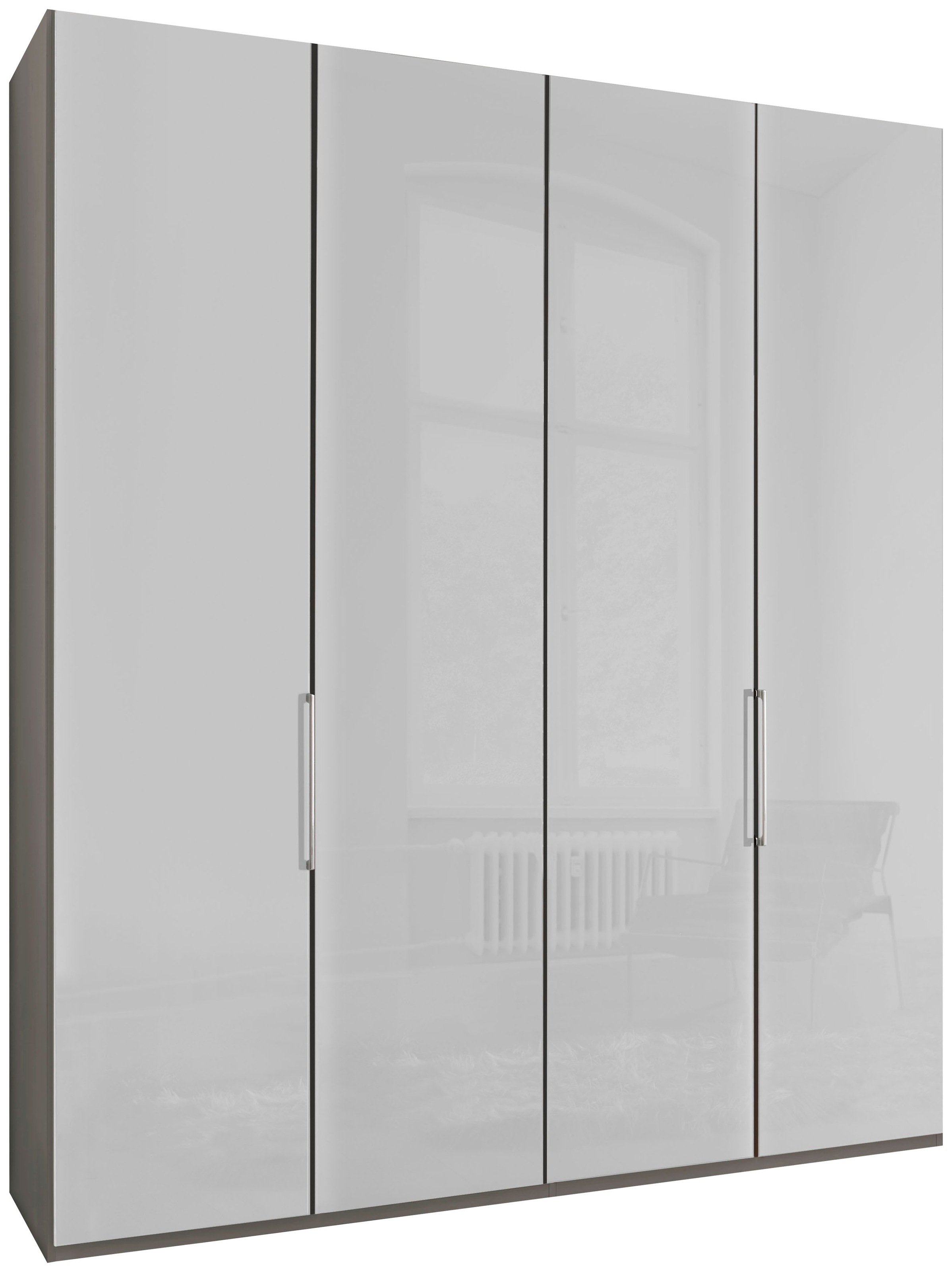 WIEMANN Kleiderschrank "Monaco, Made in Germany, edle Glasfront, in verschiedenen Farben," hochwertige Beschlägen inkl. Dämpfung