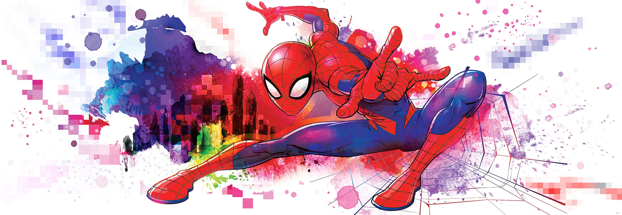 Komar Fototapete "Spider-Man Graffiti Art - Größe 368 x 127 cm", bedruckt, Kinderzimmer