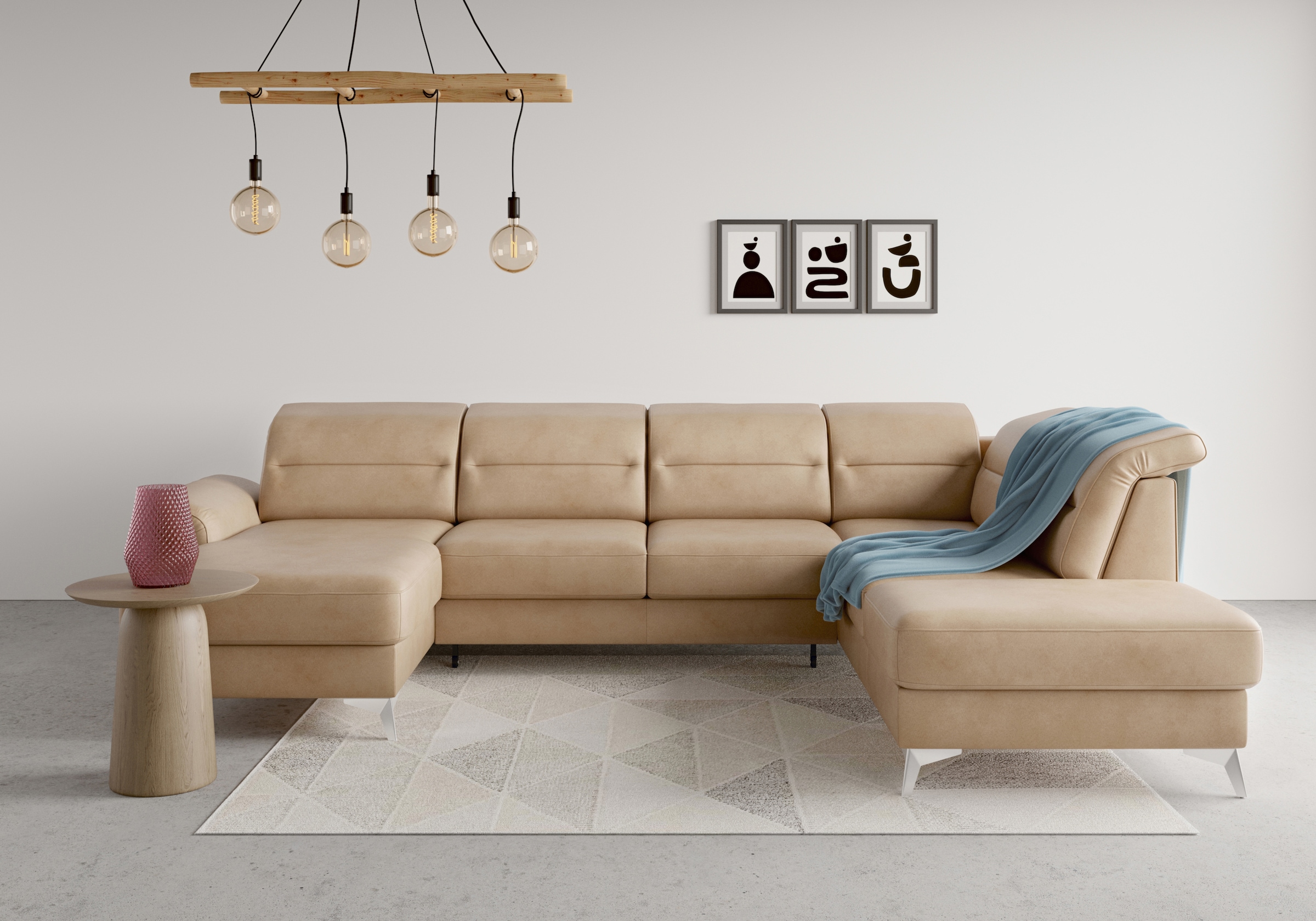 Wohnlandschaft SIT & MORE "Sinatra U-Form", braun (macchiato), B:326cm H:85cm T:220cm, 100% Polyester, Sofas, Wohnlandschaft, optional mit Kopfteilverstellung und Armteilfunktion etc. 4