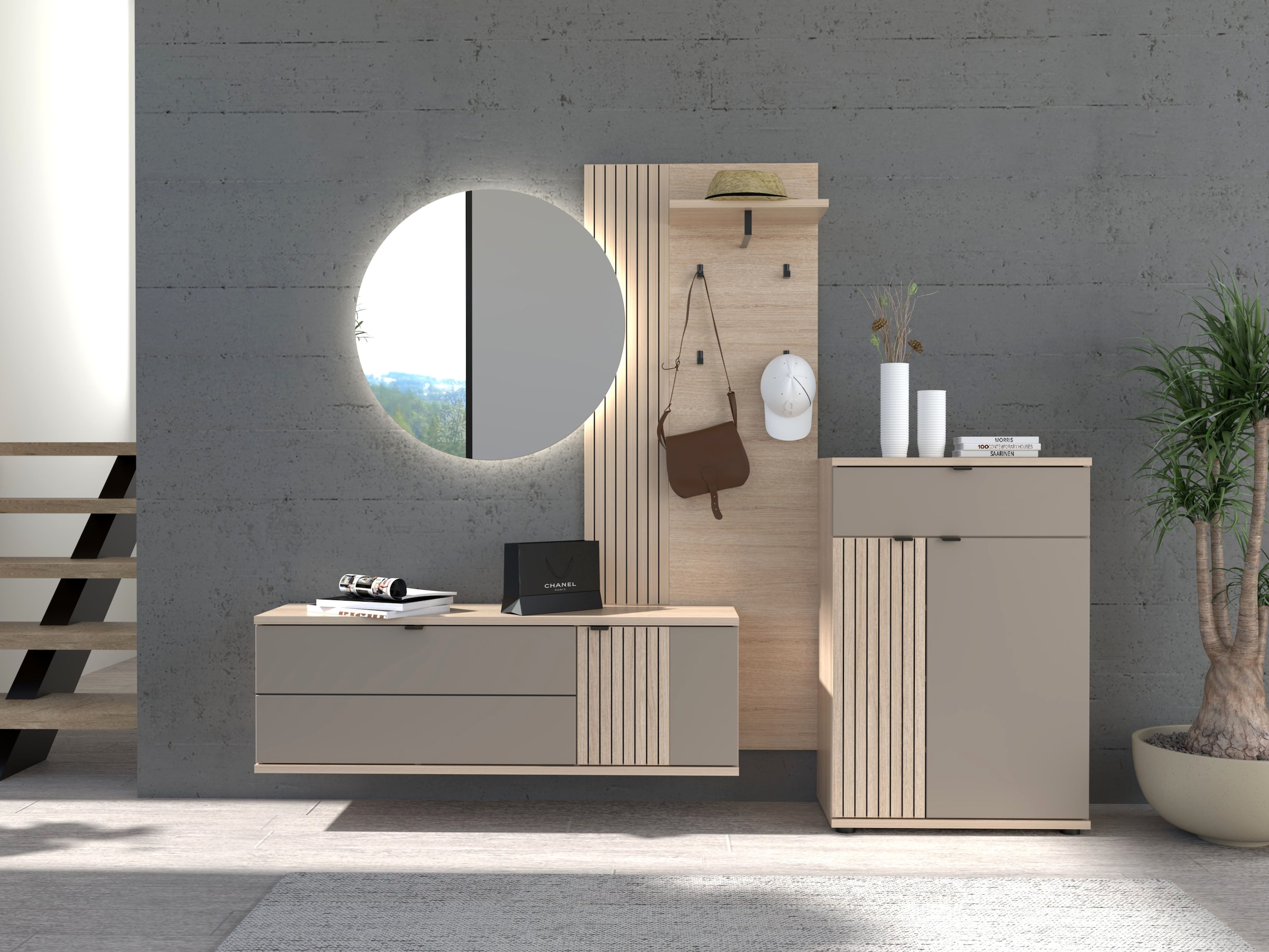 Innostyle Garderobenpaneel »Pisa Garderobenpaneel« 1 Stk. tlg. 1Boden, 4 Haken, Ansatzstück montierbar