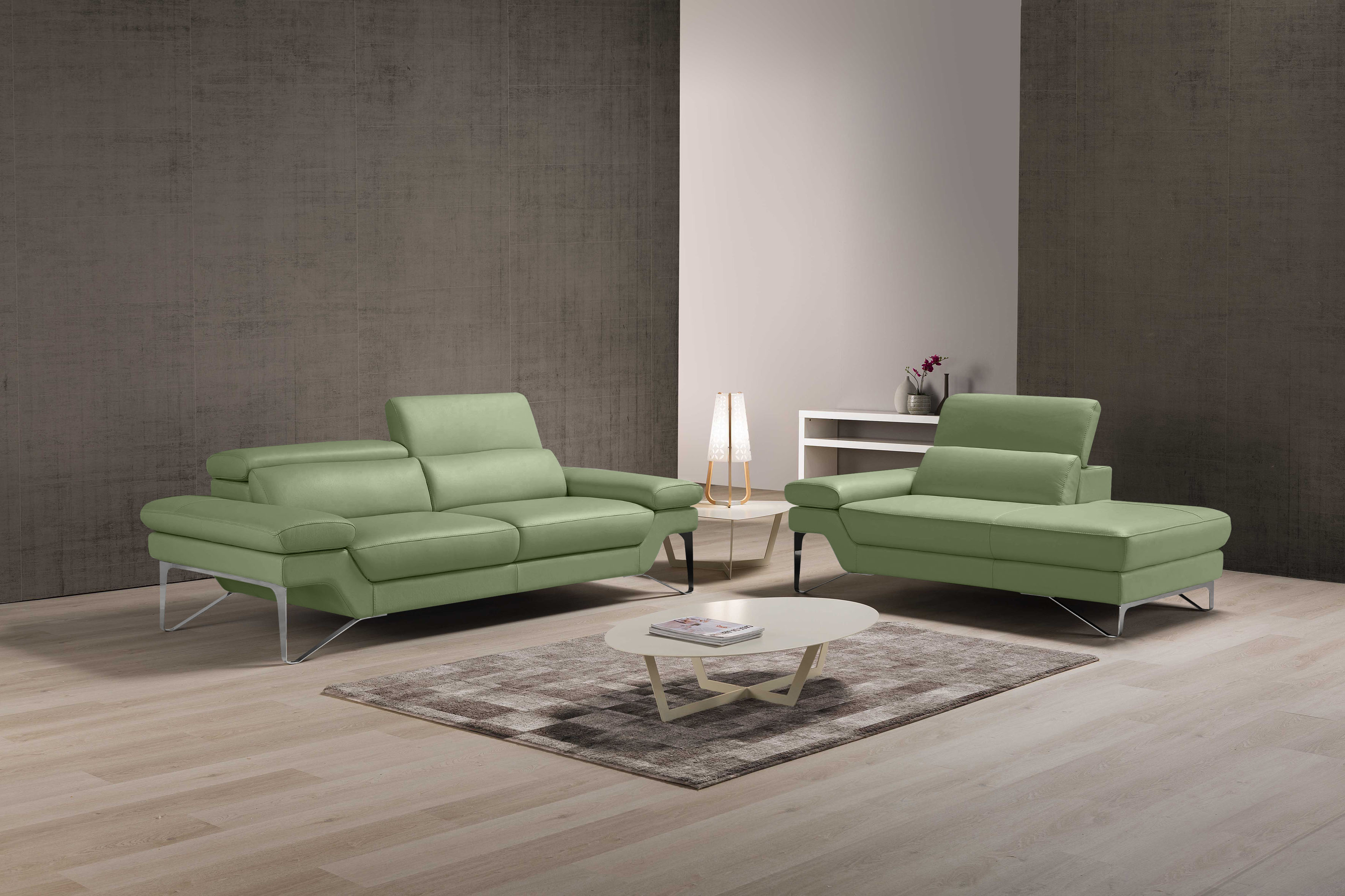 Egoitaliano Polstergarnitur "Princess Design und Sitzkomfort im Einklang, bequem und hochwertig" Set aus 2,5 Sitzer und freitehende Ottomane, Kopfstützen verstellbar