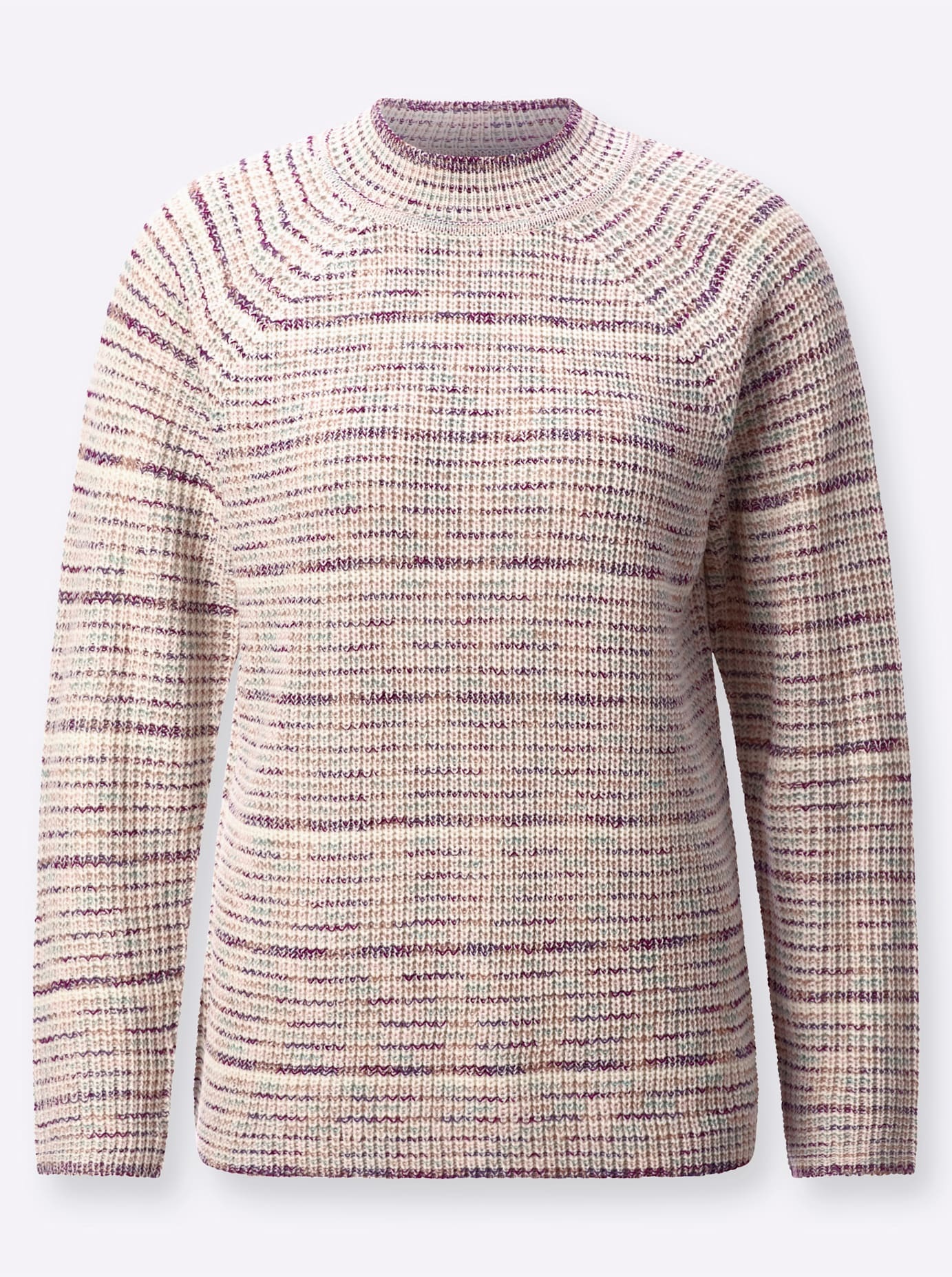 Stehkragenpullover CLASSIC BASICS "Pullover", Damen, Gr. 50, rosa (champagner, rosenholz, meliert), 100% Polyacryl, gemustert, gestreift, meliert, Pullover Stehkragenpullover 3