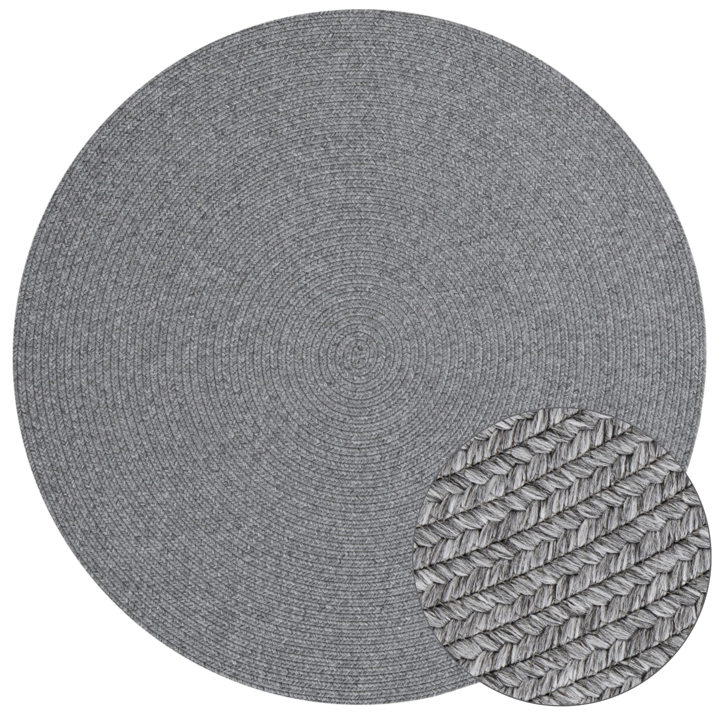 NORTHRUGS Teppich »Trenzado«, rund, 10 mm Höhe, In- & Outdoor, Handmade-Look, Gewebt, Wetterfest, Balkon, Wohnzimmer