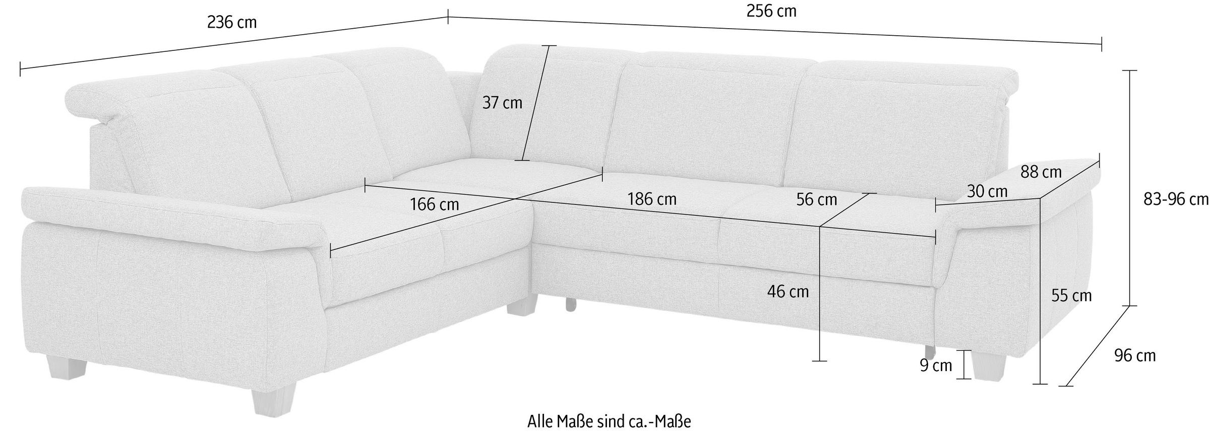 Home affaire Ecksofa »Dalia L-Form«, mit Federkernpolsterung, wahlweise mit Bettfunktion, Bettkasten