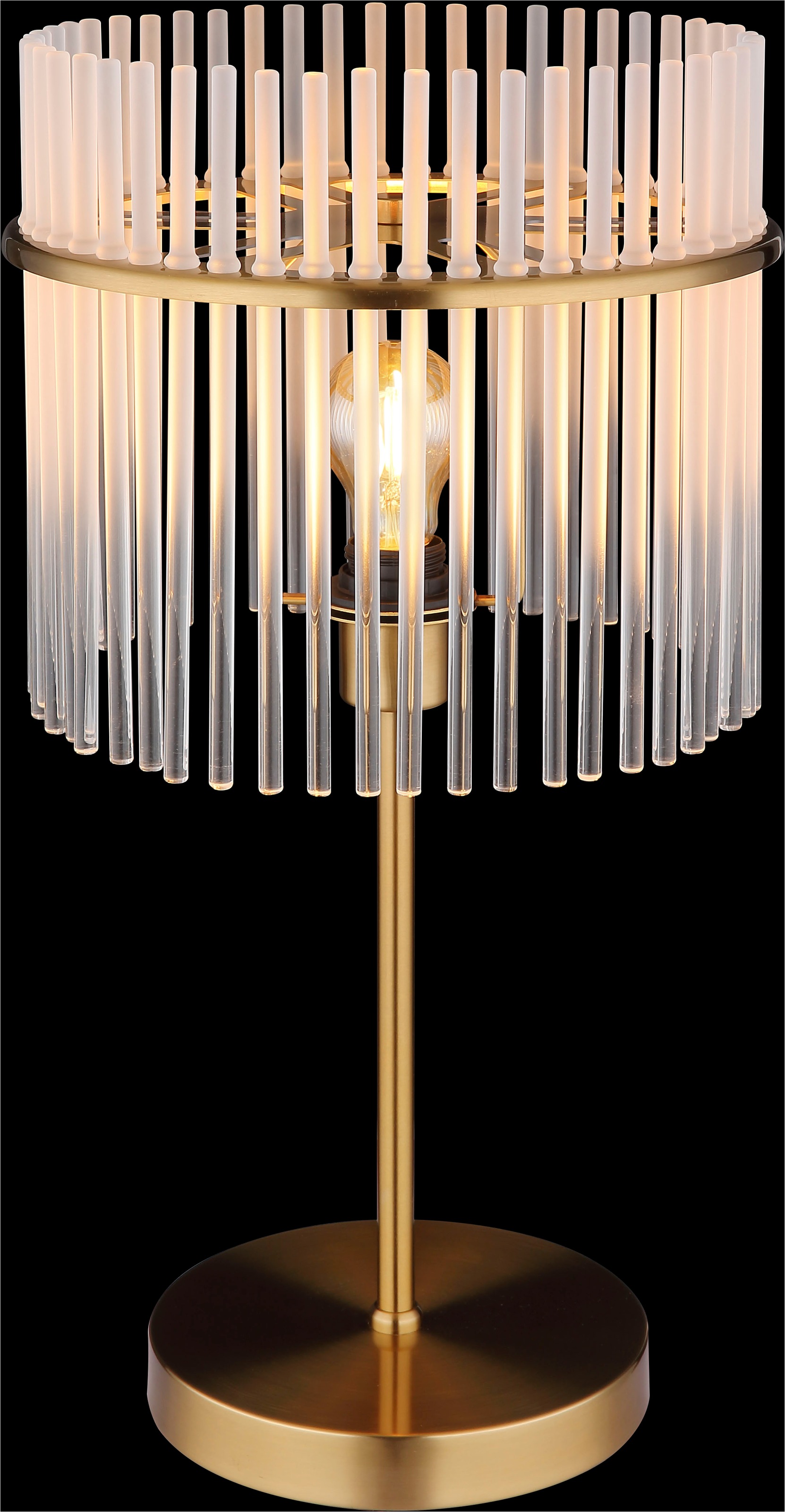 GLOBO LIGHTING Tischleuchte »GORLEY« E27 1 Stk. Tischlampe goldfarben Glasstäbe opal klar verlaufend elegant