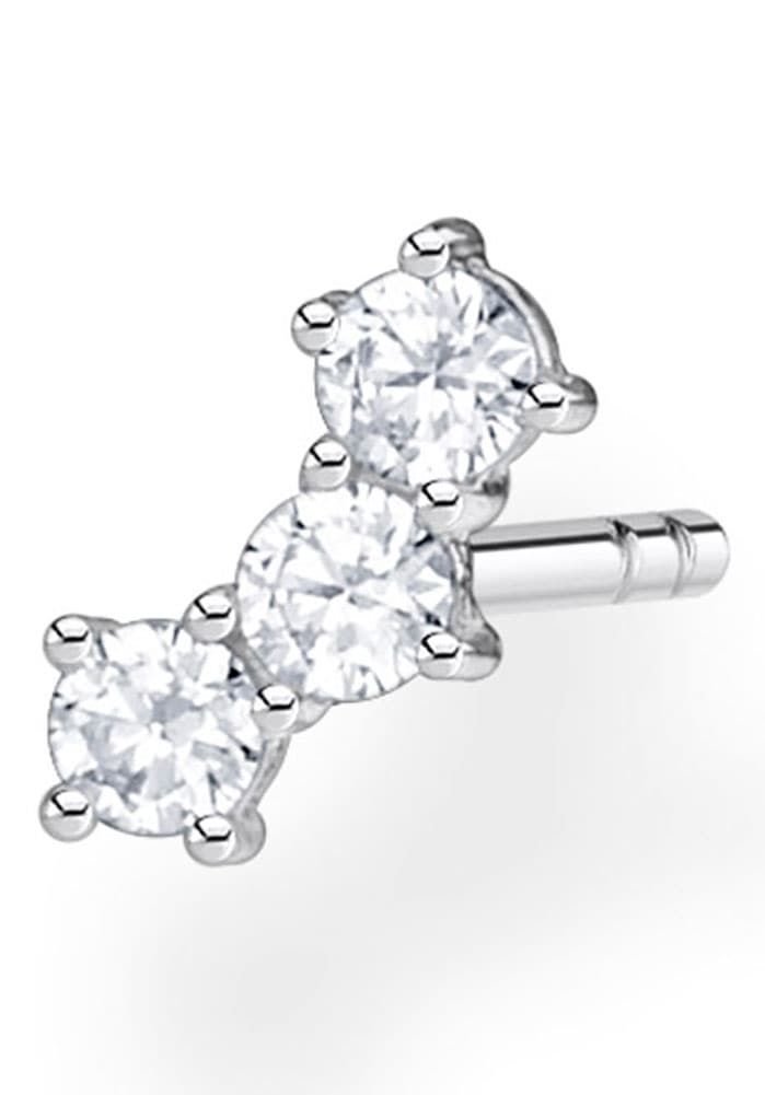 Single-Ohrstecker THOMAS SABO "farbige oder weiße Steine", bunt (silberfarben, weiß, kristallweiß), Ohrringe, Damen, Silber 925 (recycelt), mit Glas-Keramik Stein, Korund (synth.), Zirkonia (synth.)