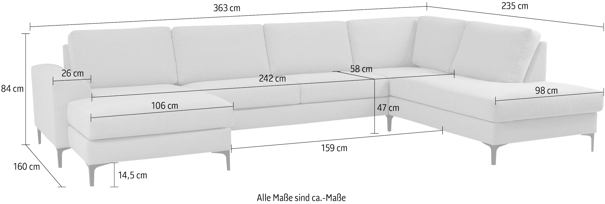 INOSIGN Wohnlandschaft »Henry«, mit Metallbeinen, in modernem Design