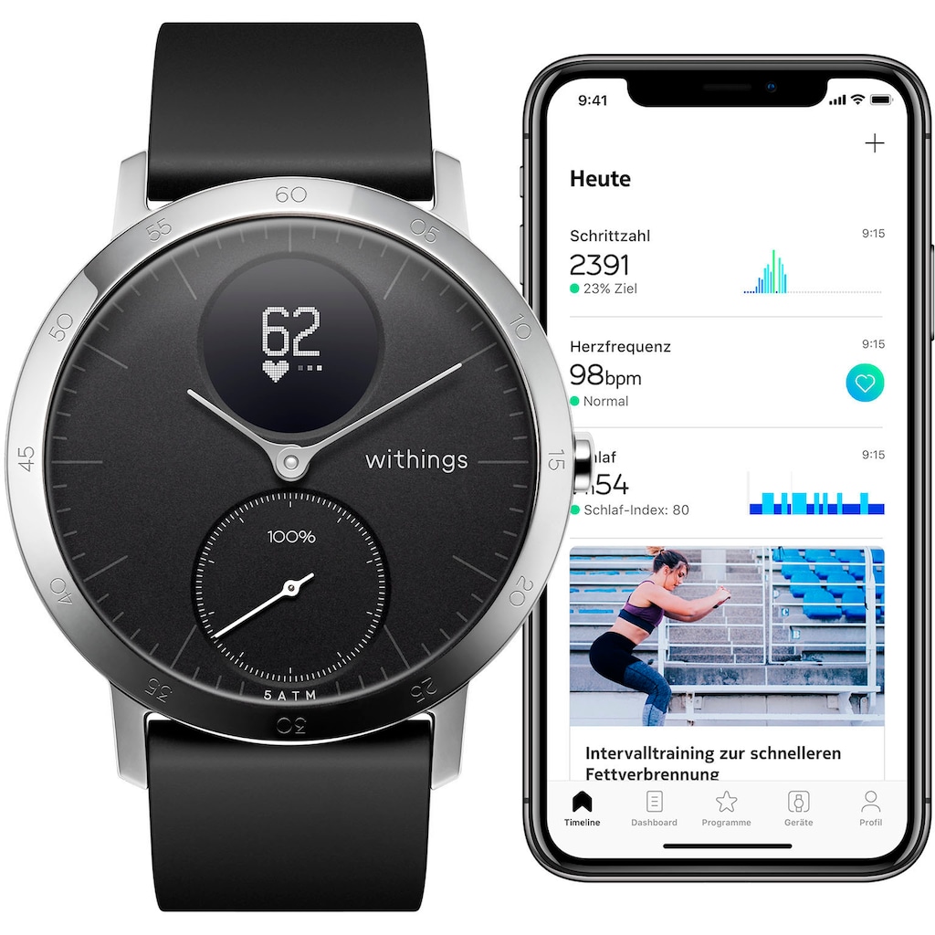 Withings Fitnessuhr »Activité STEEL HR (40 mm)«