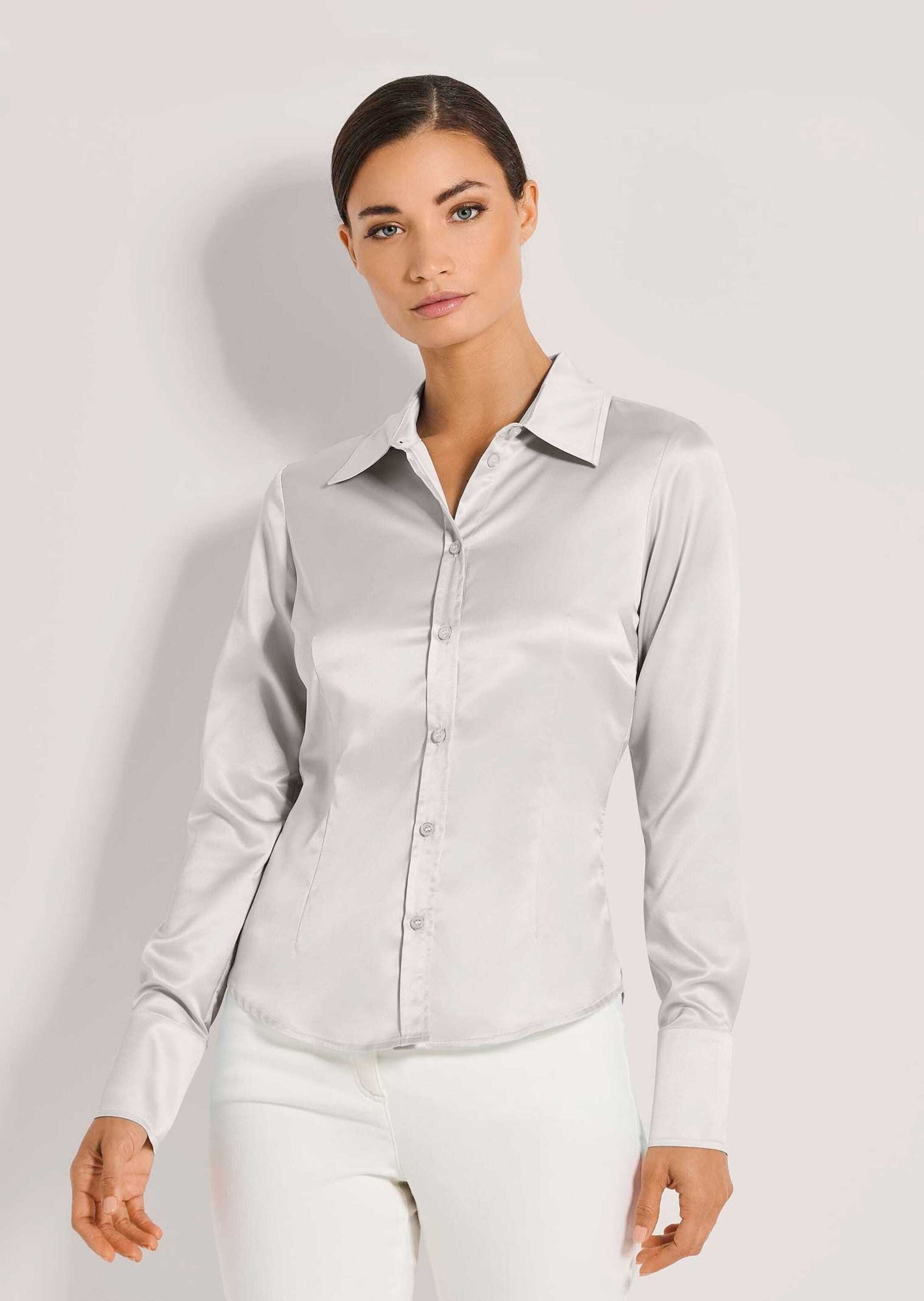 MADELEINE Hemdbluse »Bluse Langarm Satinbluse mit edlem Glanz«