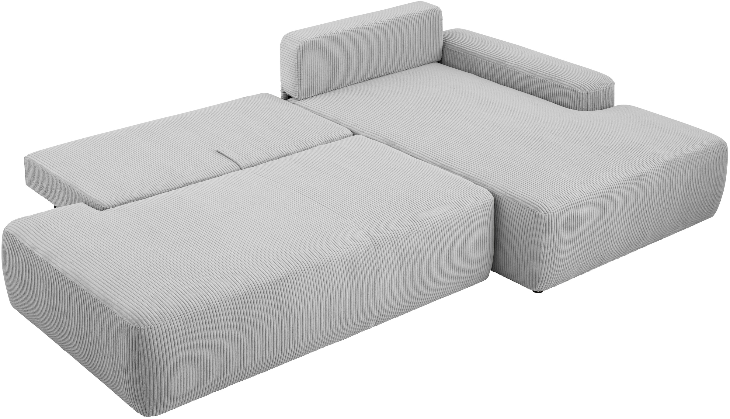INOSIGN Ecksofa »TORGE, Schlafsofa Cord, Samtvelours u. Strukur fein, Couch in L-Form«, Schlaffunktion und Bettkasten, Liegefläche: 210x125 cm, neues Design