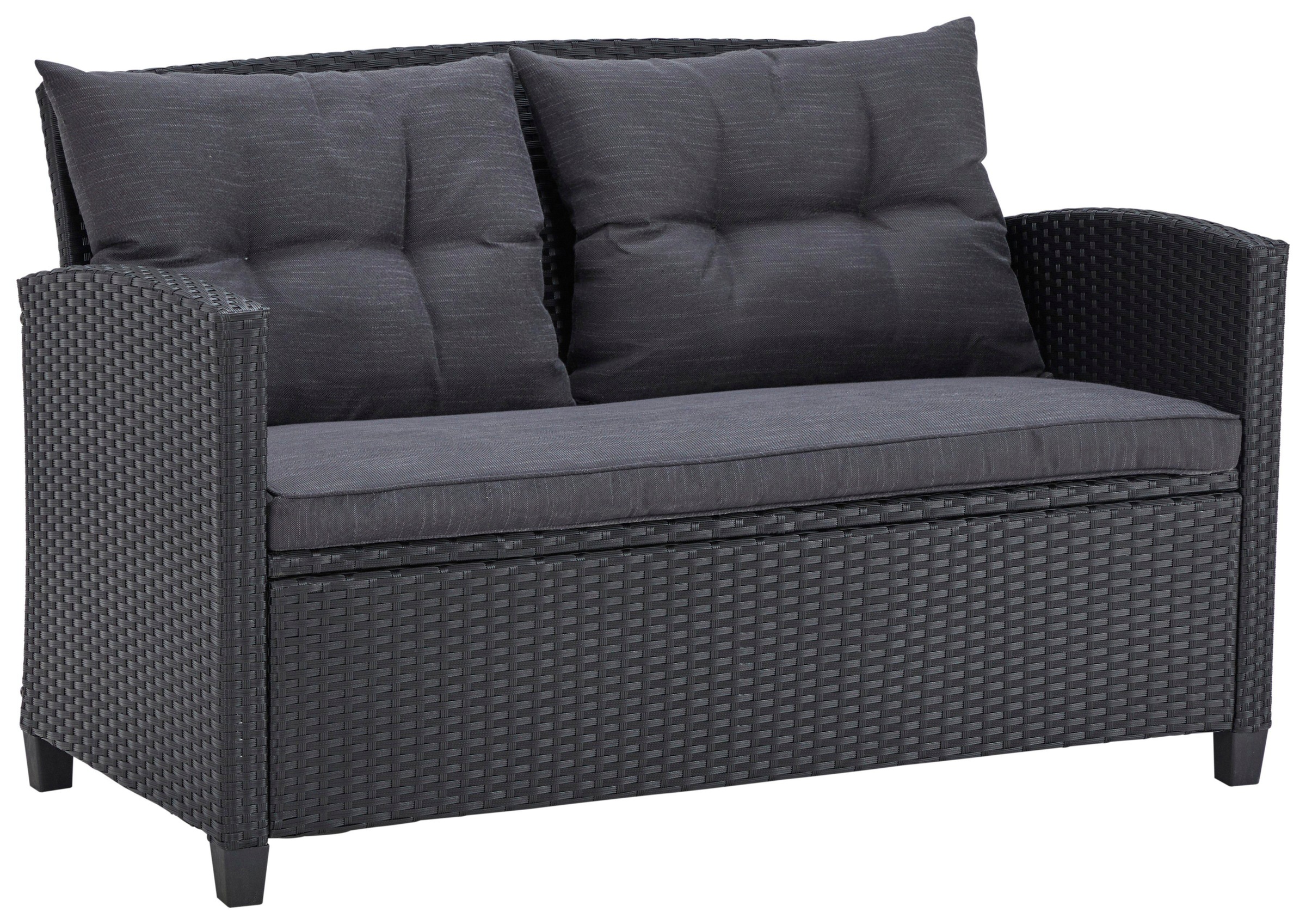Gartenlounge-Set KONIFERA "St. Tropez", schwarz, Polyrattan, Sitzmöbel-Sets, Gartenmöbel-Set, Polyrattan, Stahl, Ablage unter dem Tisch, Balkonset, Loungeset, Topseller 3