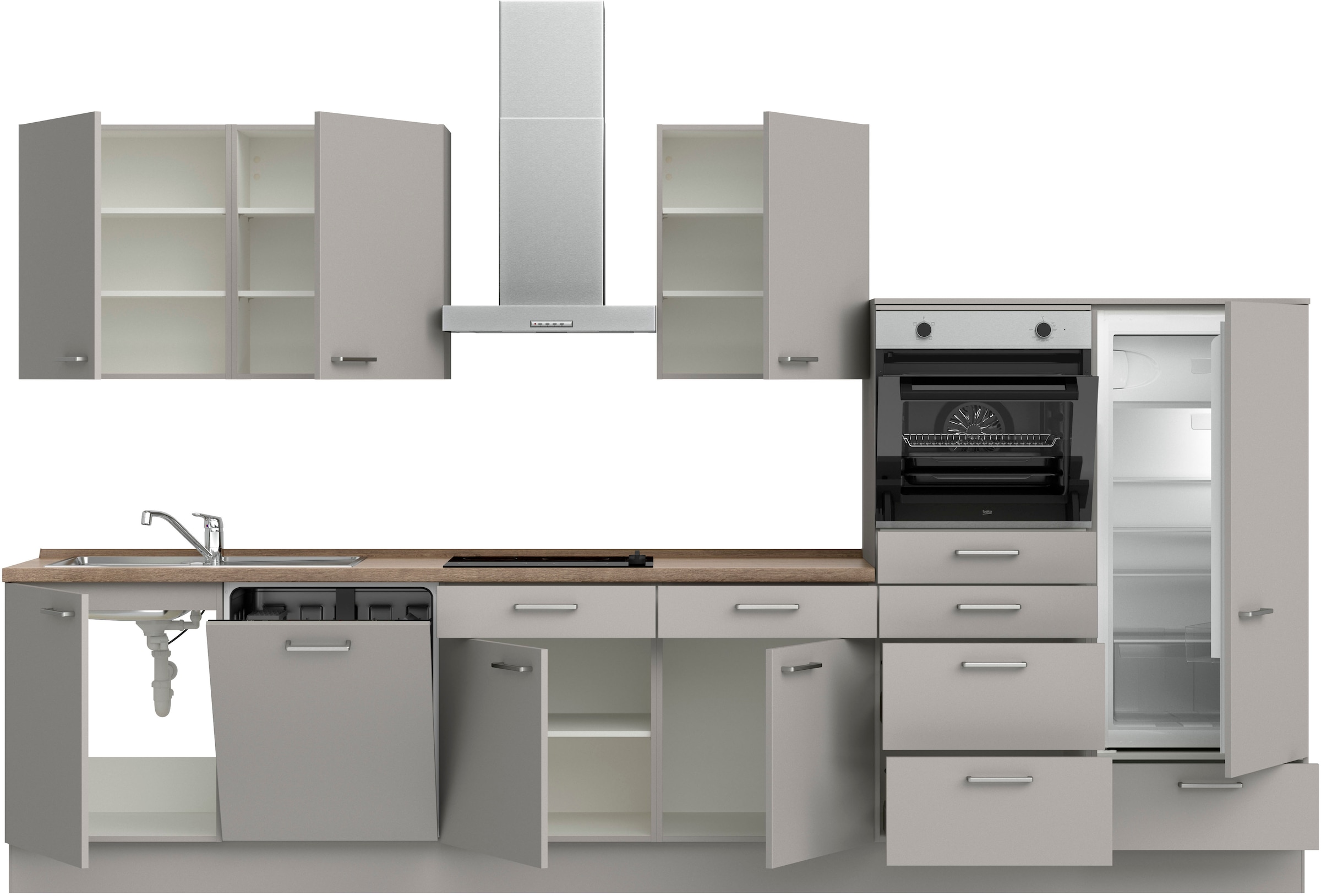 nobilia® Küchenzeile »"Touch I"«, vormontiert, Ausrichtung wählbar, Breite 360 cm, wahlw. mit E-Geräten