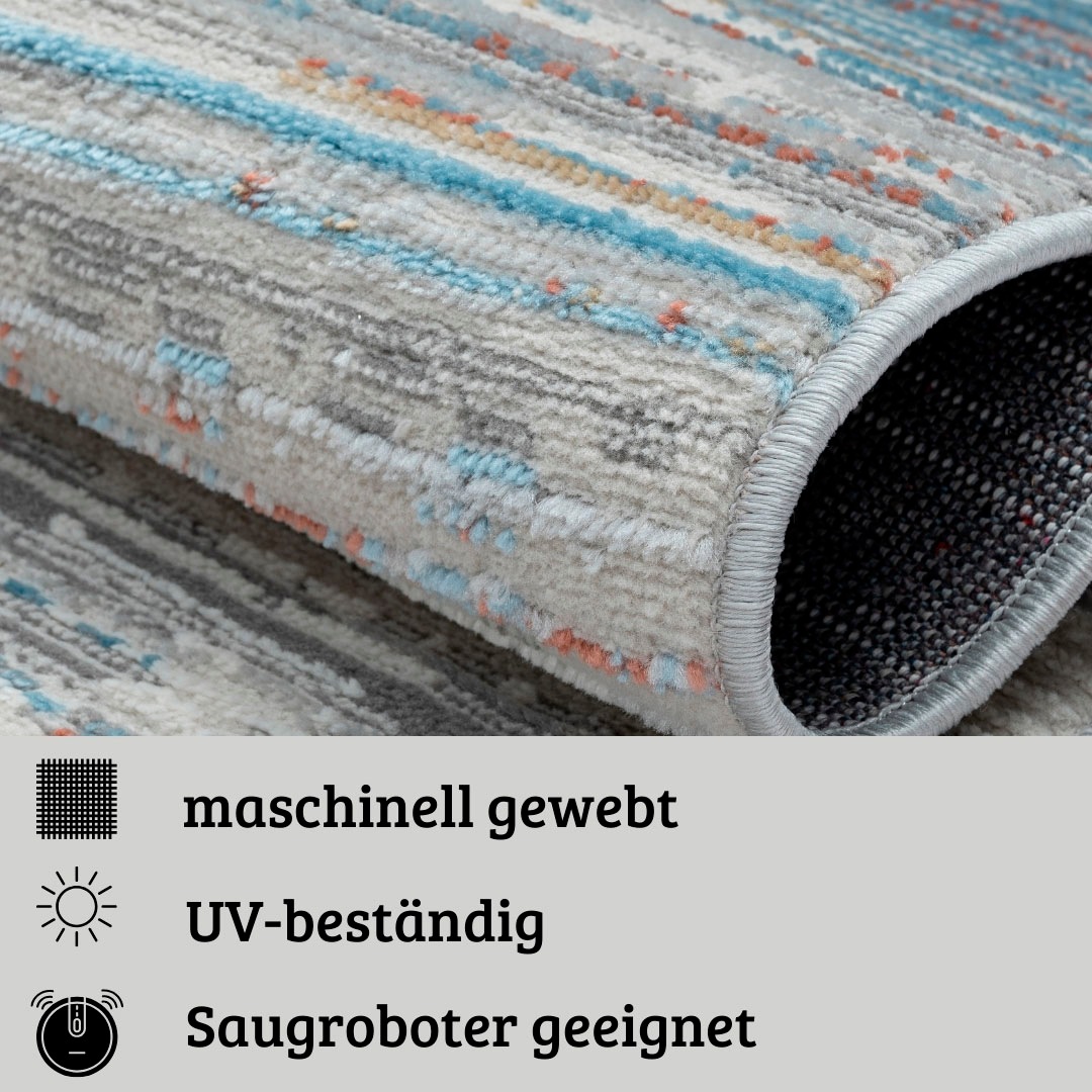 my home Teppich »Ziven«, rechteckig, 8 mm Höhe, Kurzflor, modern bunt pflegeleicht, Hoch Tief, Wohnzimmer