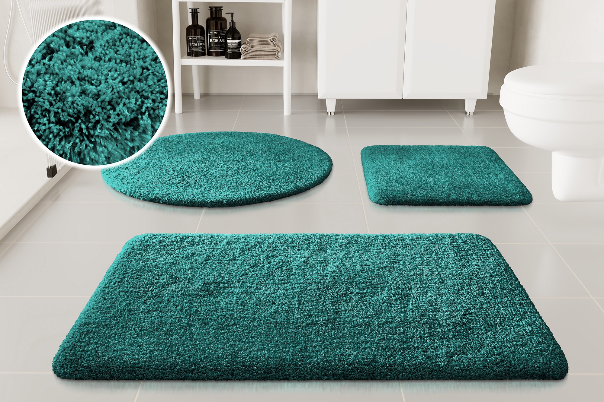 OTTO home Badematte "Kaarin, uni, viele Farben, Badvorleger, Badezimmer Teppich" Höhe 30 mm rutschhemmend beschichtet fußbodenheizungsgeeignet Badteppich, getuftet, flauschig, hochflor, große Farbauswahl