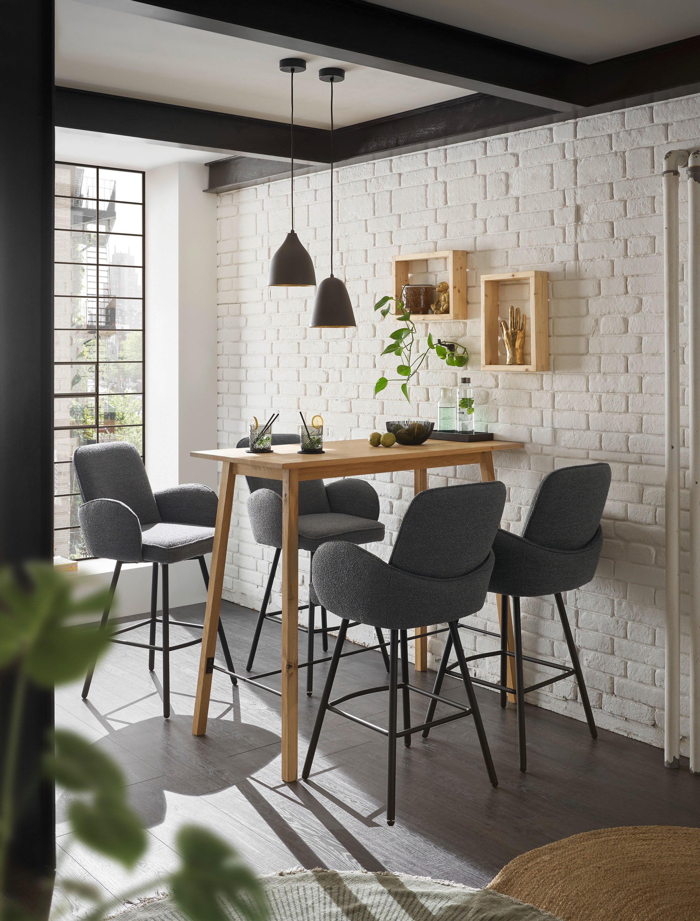 Stolkom Bartisch »Jules Eiche Massivholz geölt, Hochtisch BxHxT 120x104x60 cm«, Skandi Look Eiche Massivholz geölt durchgehende Lamelle