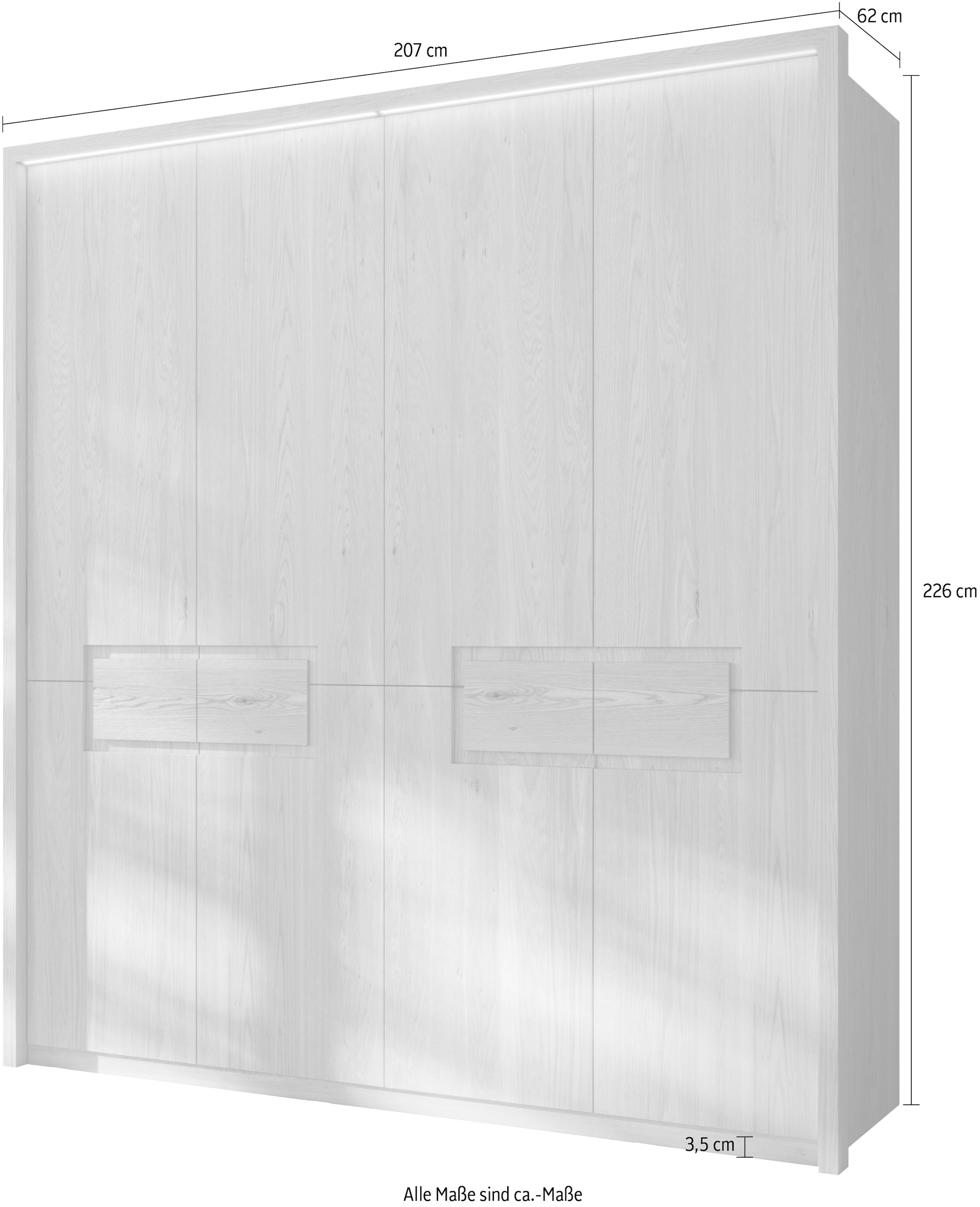 Home affaire Kleiderschrank »Léopoldine, aus Kernbuche, inkl. Passepartout«, Massivholz-Kleiderschrank, im 50 cm Raster planbar