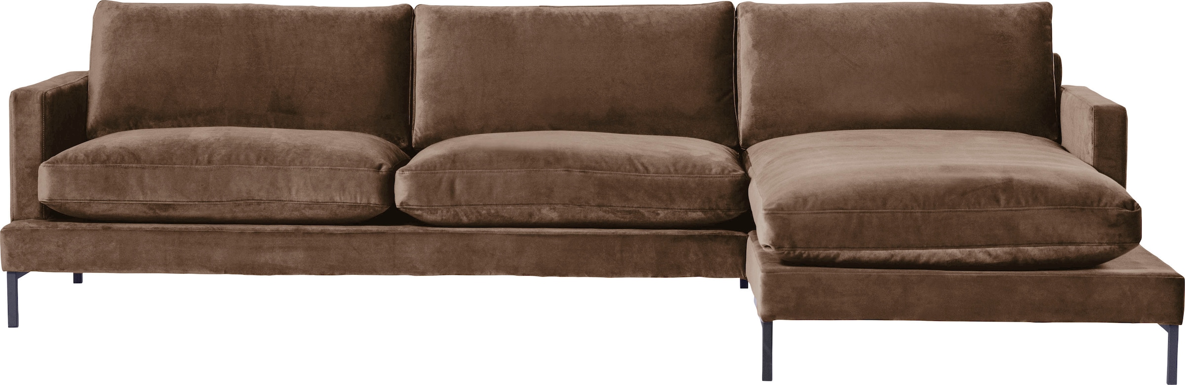 andas Ecksofa "Welland, L-Form," mit schwarzen Metallfüßen, mit Federfüllung im Sitz- und Rückenkissen