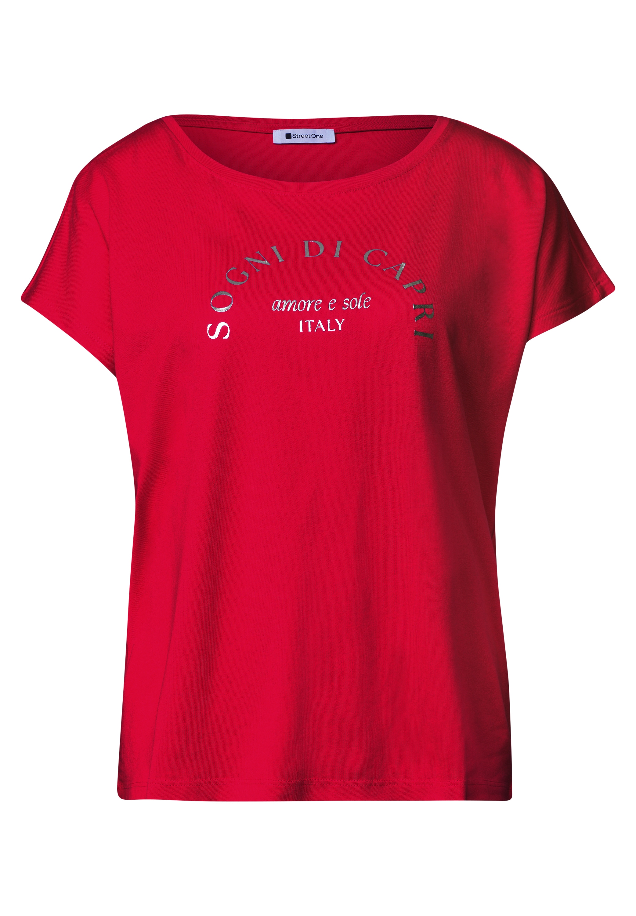 STREET ONE Shirttop Sommershirt mit Wording Artwork