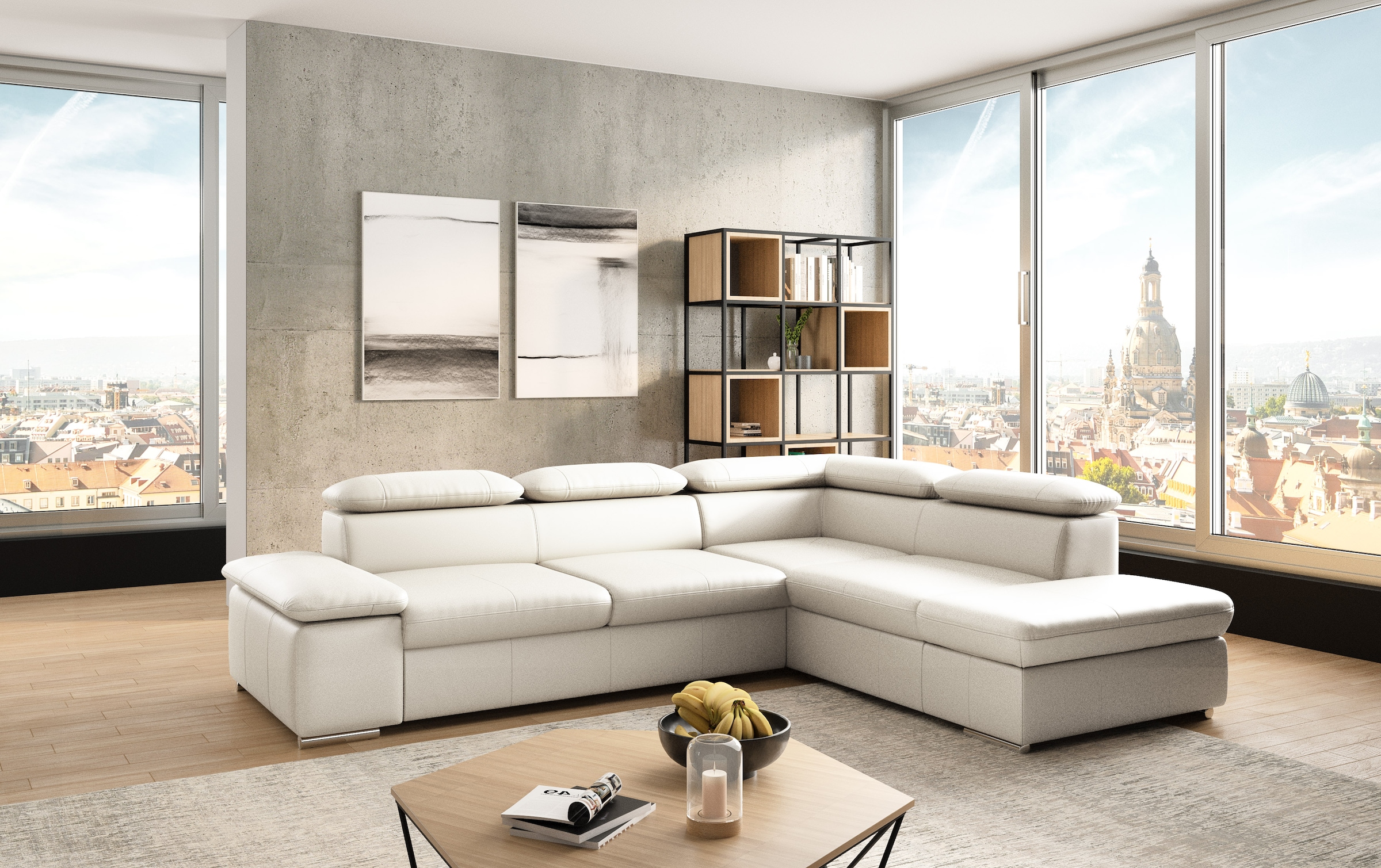 sit&more Ecksofa "Valantine L-Form, B: 272 cm, Leder, mit Arm- und Kopfteilverstellung" optional Schlaffunktion, Komfortsofa, modern