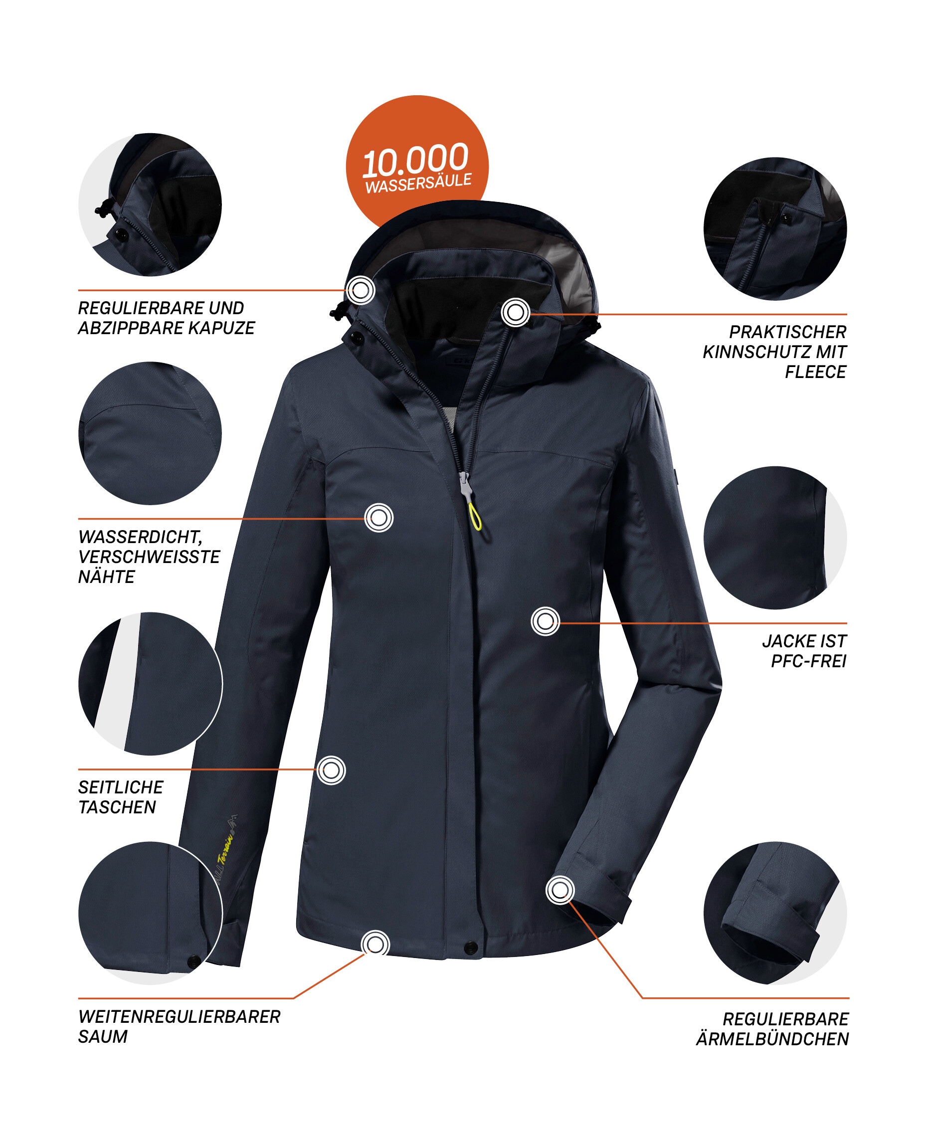 Killtec Outdoorjacke »KOS 133 KG WMN JCKT«, wasserdichte Funktionsjacke in Kurzgröße: verkürzte Ärmel u Rumpf