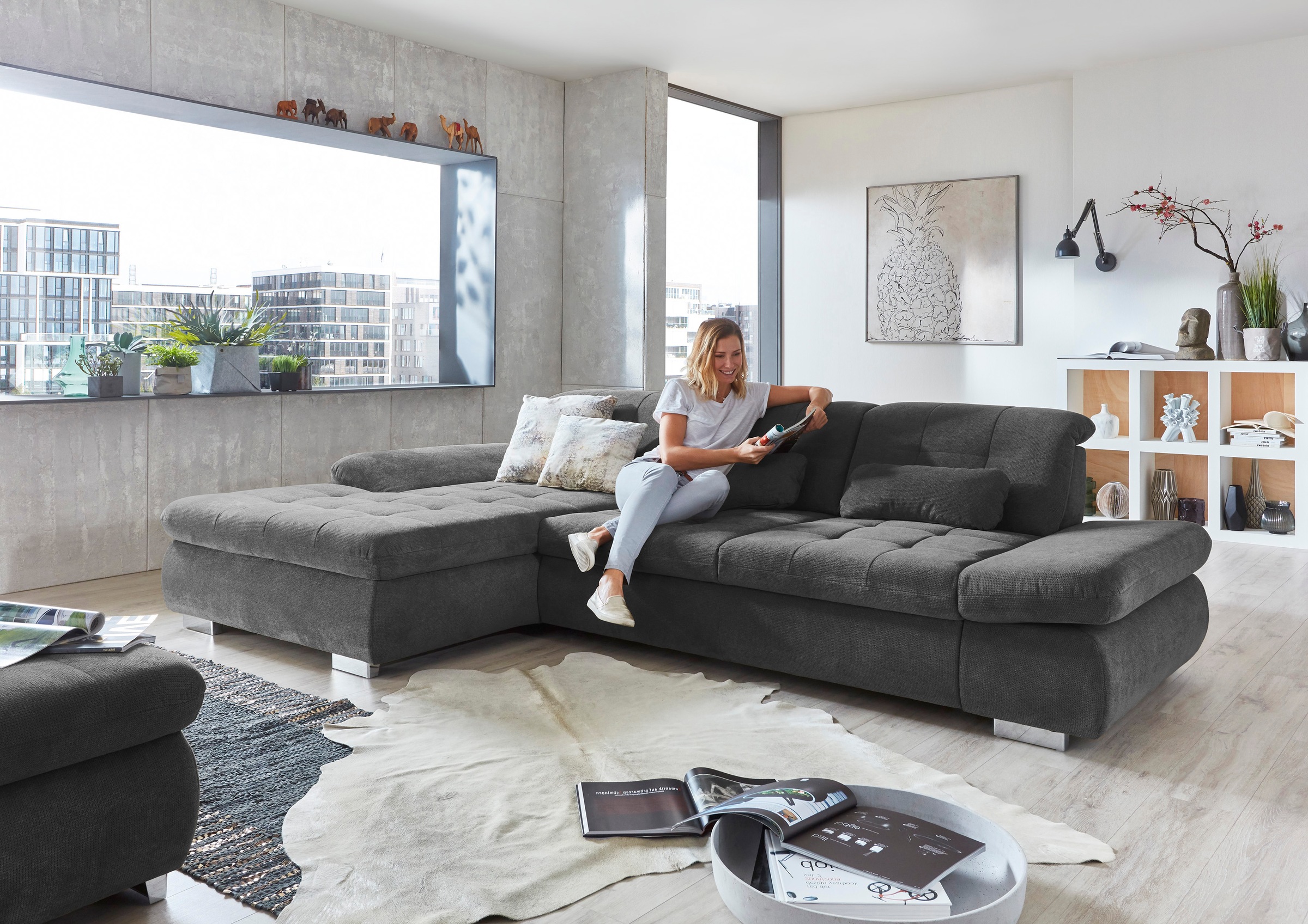 Die PlanBar Ecksofa "MP-IN17004 L-Form, Breite 331 cm, wahlweise mit Funtki günstig online kaufen