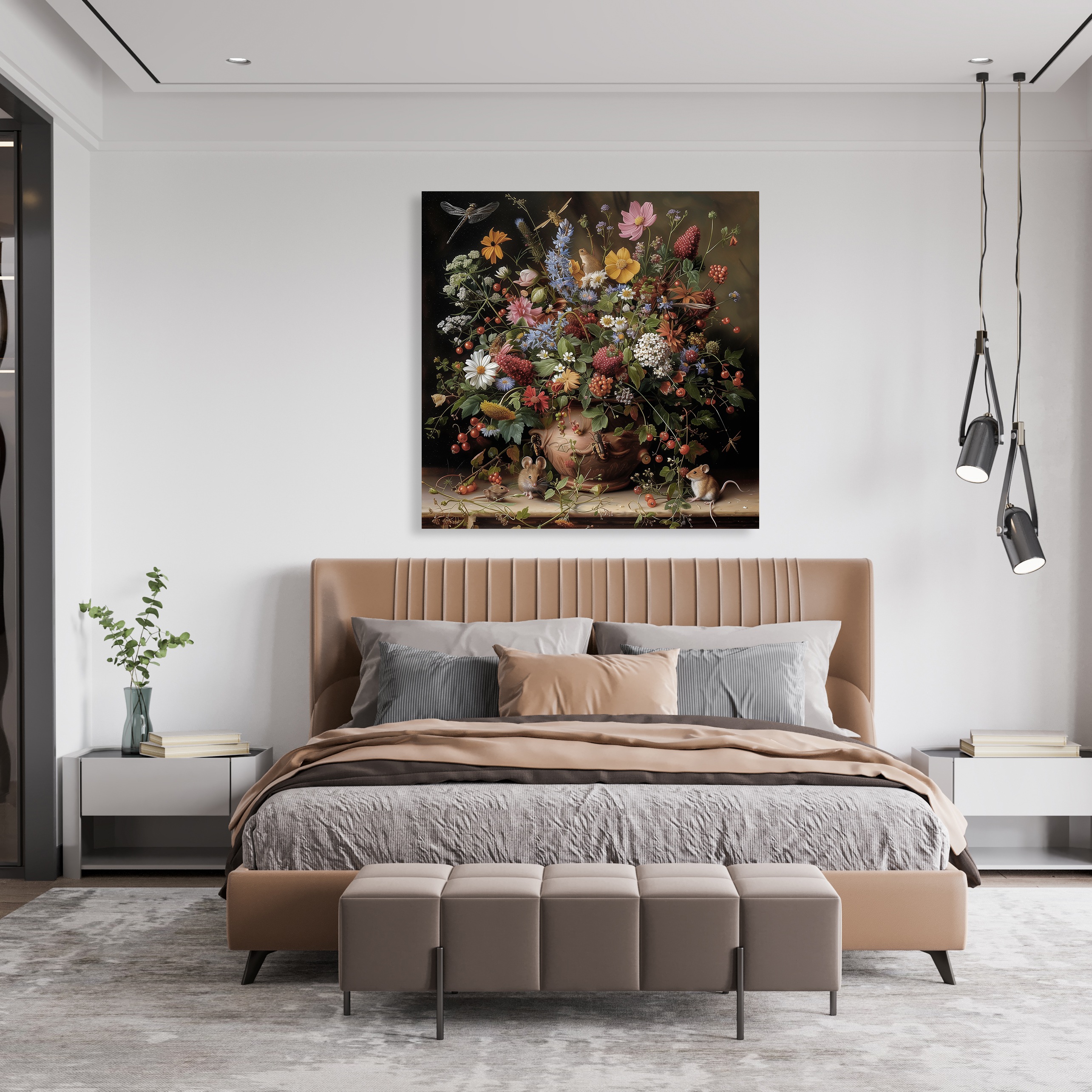 Thumbnail - queence Leinwandbild "Frühlingsstrauß" Blumen Blumenbilder Gemälde Kunst Pflanzen Pflanzenbilder Romantisch Still...