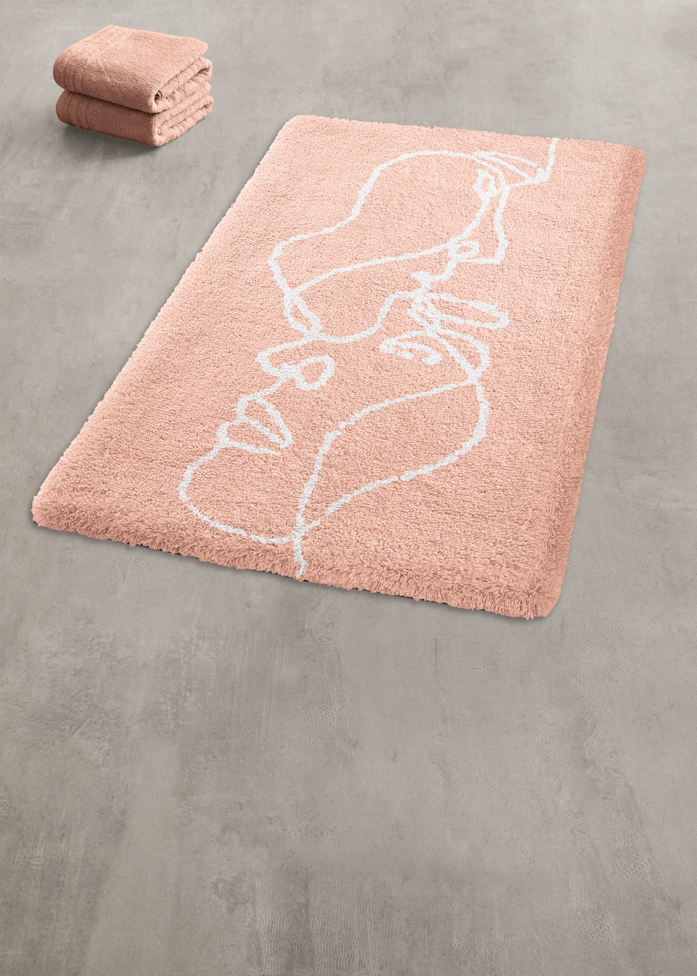 Kleine Wolke Badematte »Face«, rutschhemmend beschichtet, fußbodenheizungsgeeignet, Badteppich, modernes Design, Motiv Gesichter, waschbar