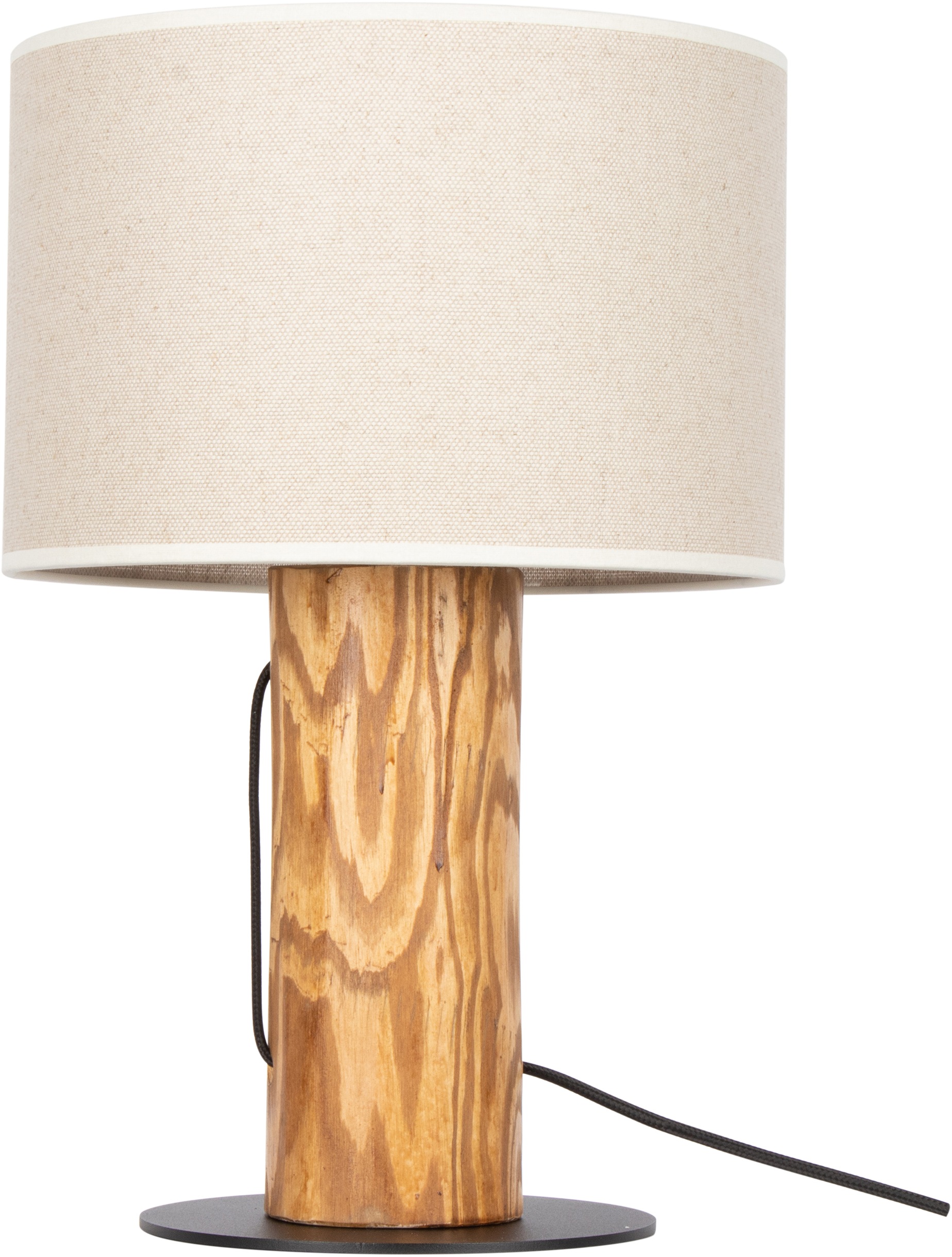 OTTO products Tischleuchte Emmo, E27, 1 St., Hochwertiger Leinen-Baumwoll Lampenschirm, aus Massivholz, Naturprodukt mit FSC-Zertifikat, geeignet für LM E27 - exklusive, Made in Europe