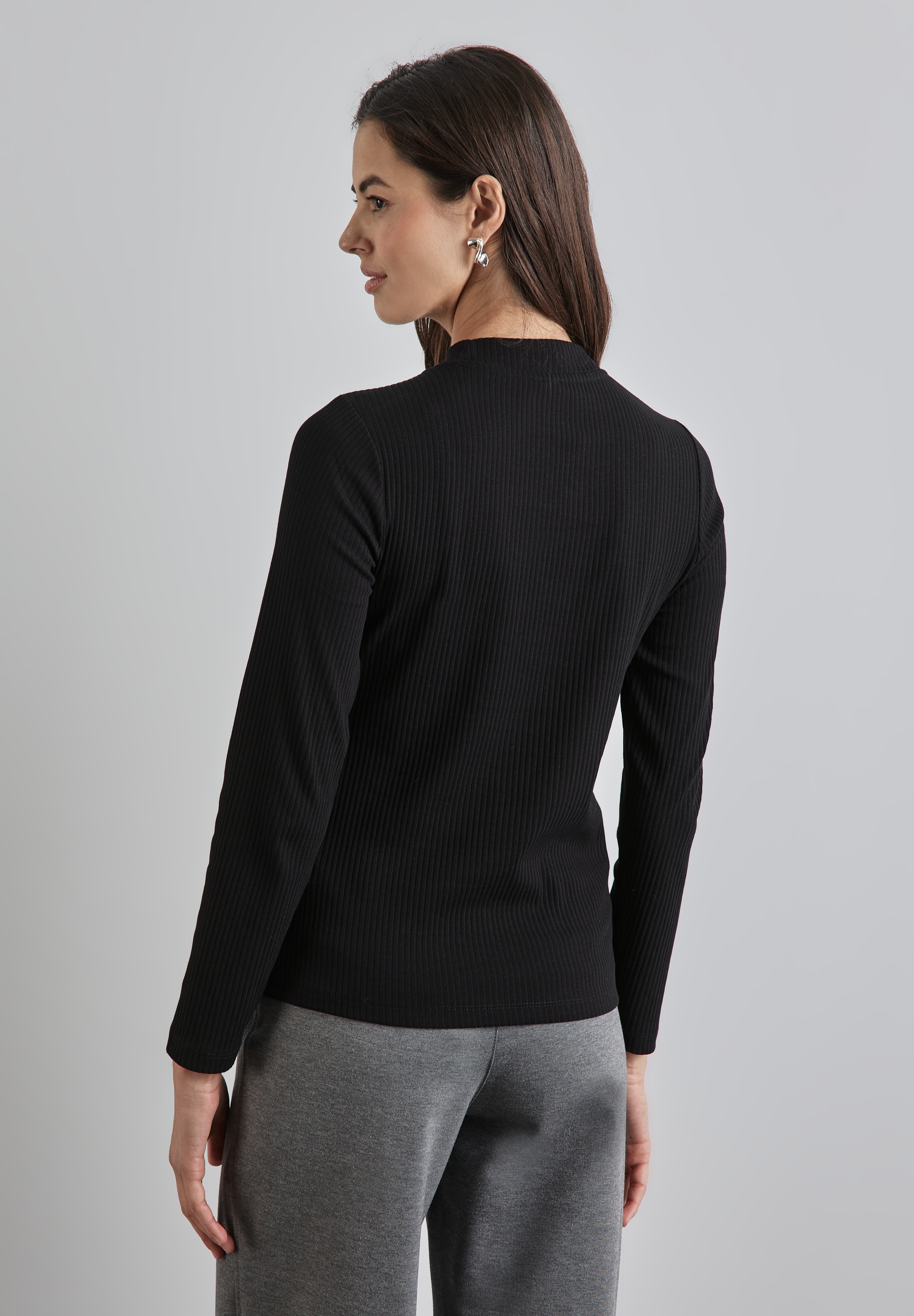 STREET ONE Langarmshirt, aus Baumwolle mit Stretchante