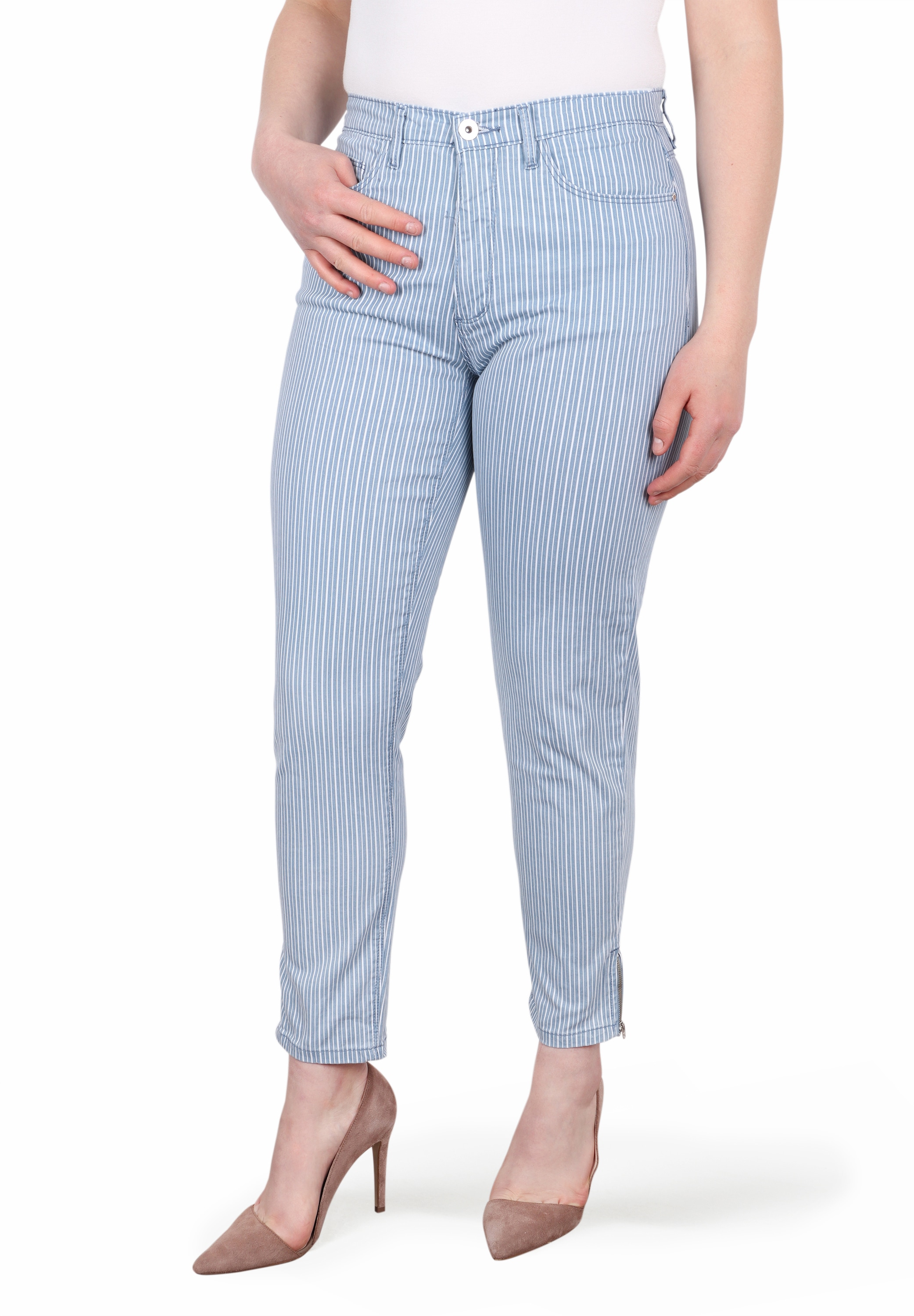 STOOKER WOMEN 5-Pocket-Jeans »Nizza Stripe Tapered Fit«, Tapered Fit Casual Clean Wash Denim Seitlichem Gummibund. für Damen