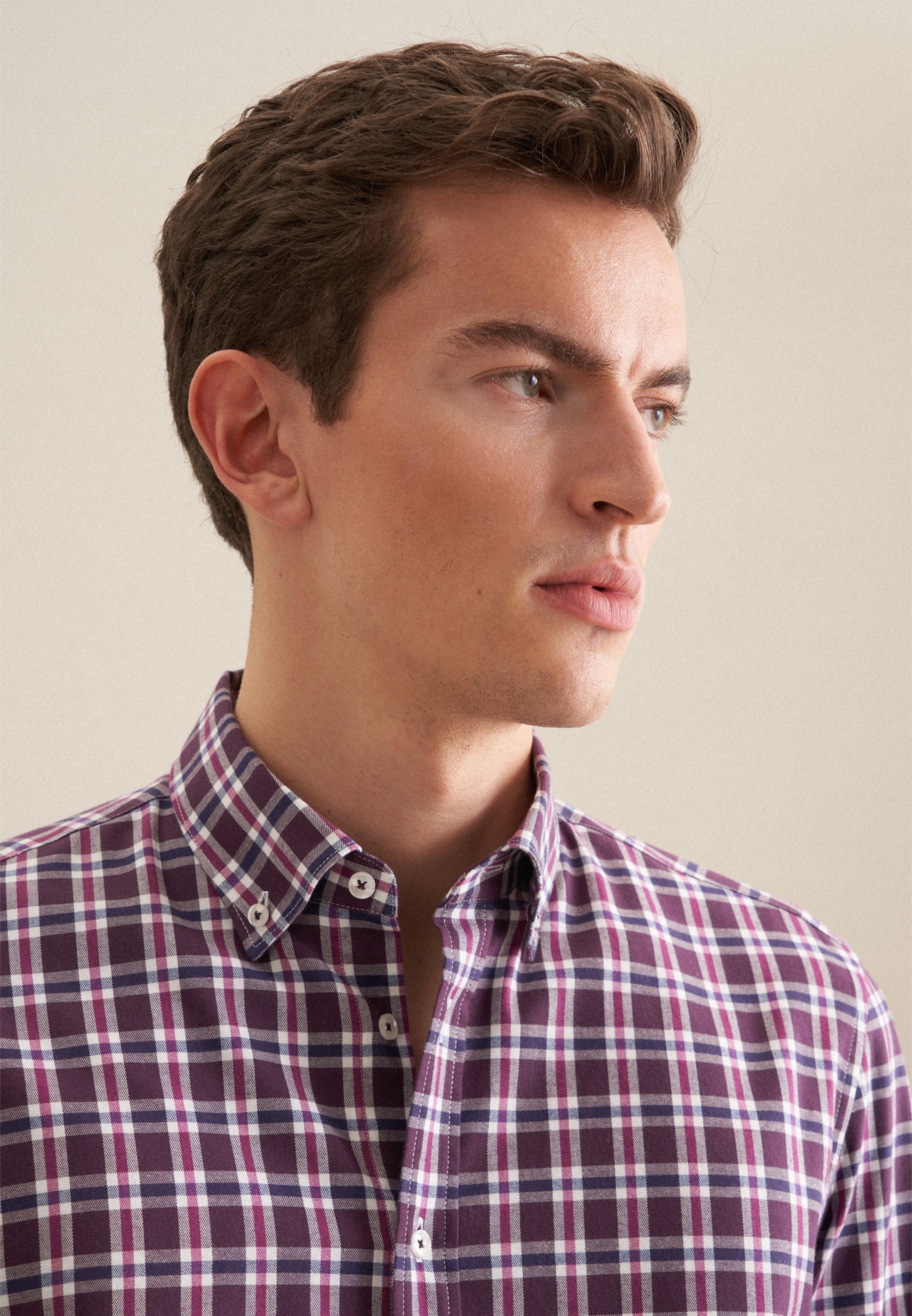 seidensticker Flanellhemd »Slim«, Slim Langarm Button-Down-Kragen Karo