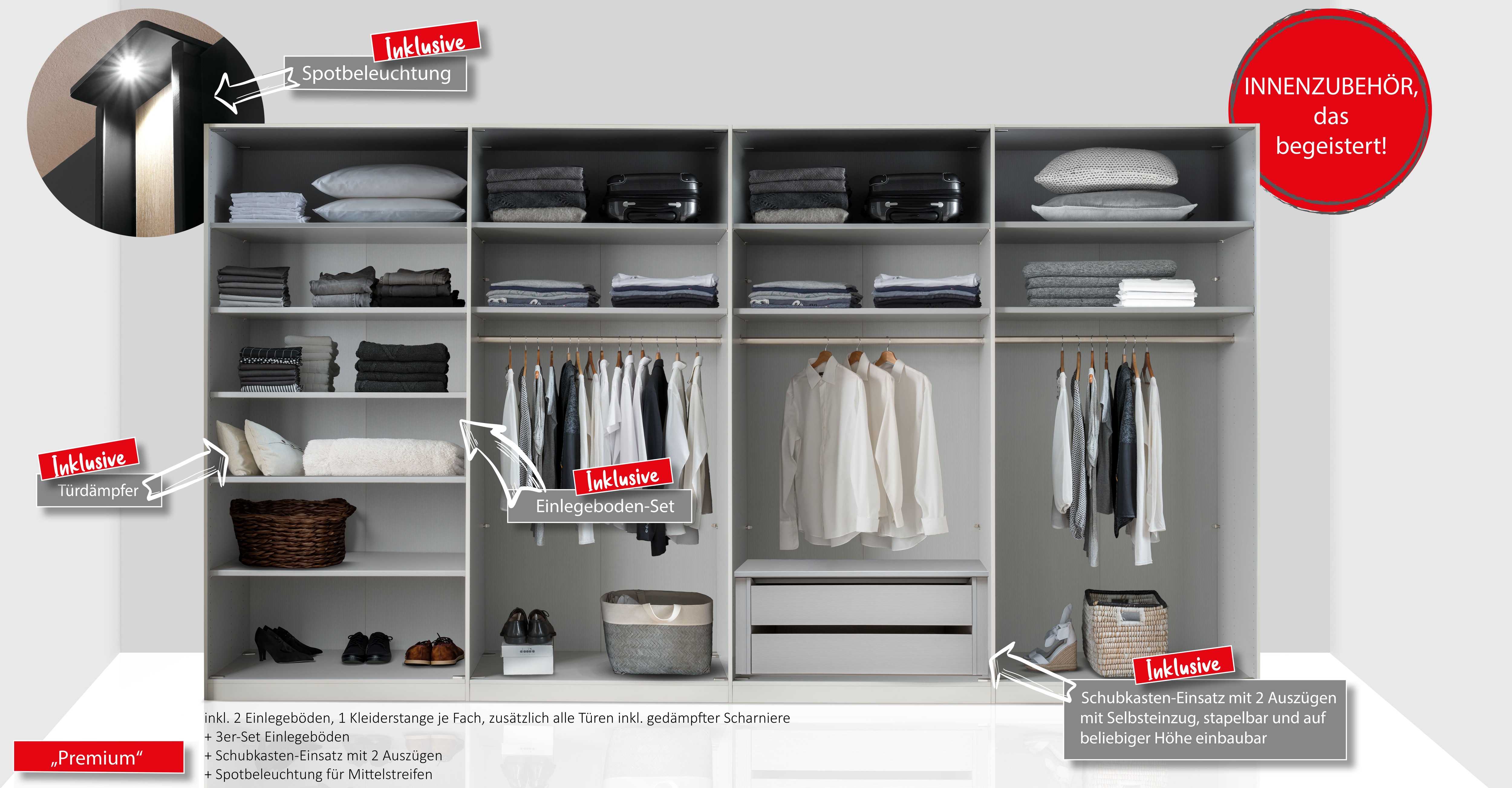 Thumbnail - WIEMANN Drehtürenschrank "Lagos" in 4 Breiten und mit 3 verschiedenen Ausstattungspaketen erhältlich, inkl. Türendämpfun...