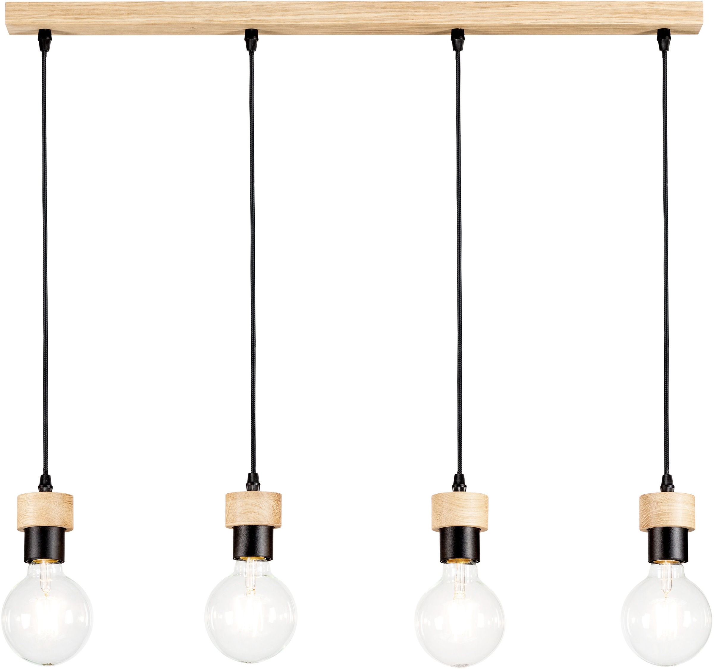 BRITOP LIGHTING Pendelleuchte »CLARTE«, 4 flammig, Leuchtmittel E27 | Leuchtmittel wechselbar-ohne Leuchtmittel, Naturprodukt aus Eichenholz, Nachhaltig mit FSC®-Zertifikat