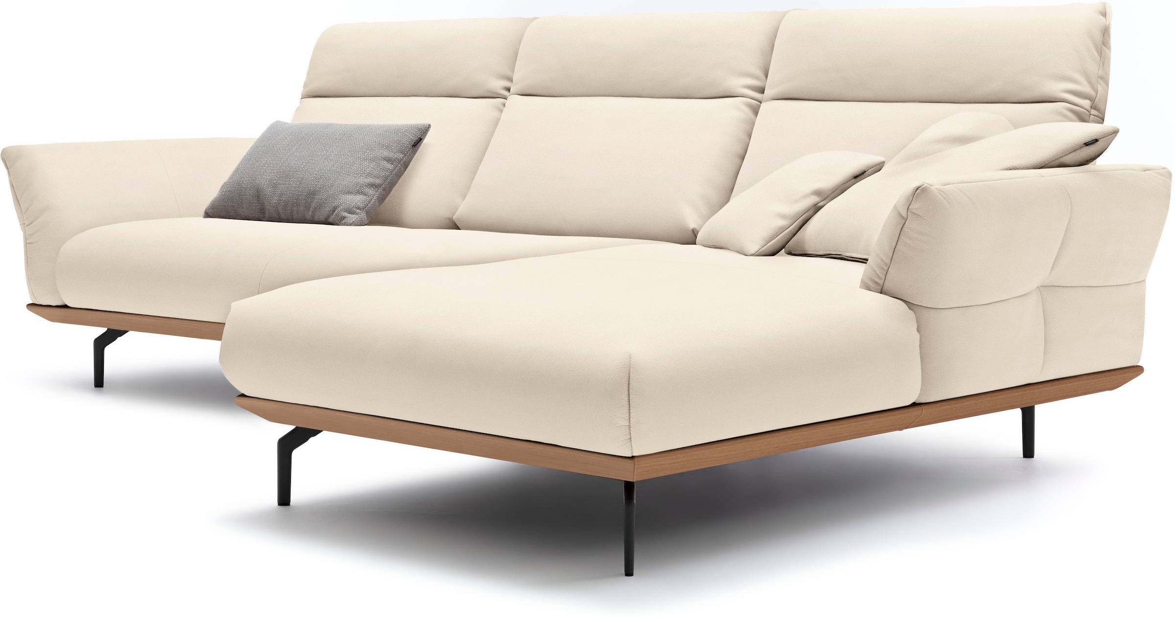 Creation BY ROLF BENZ Ecksofa »CR.460«, Sockel in Eiche, Winkelfüße in Umbragrau, Breite 318 cm