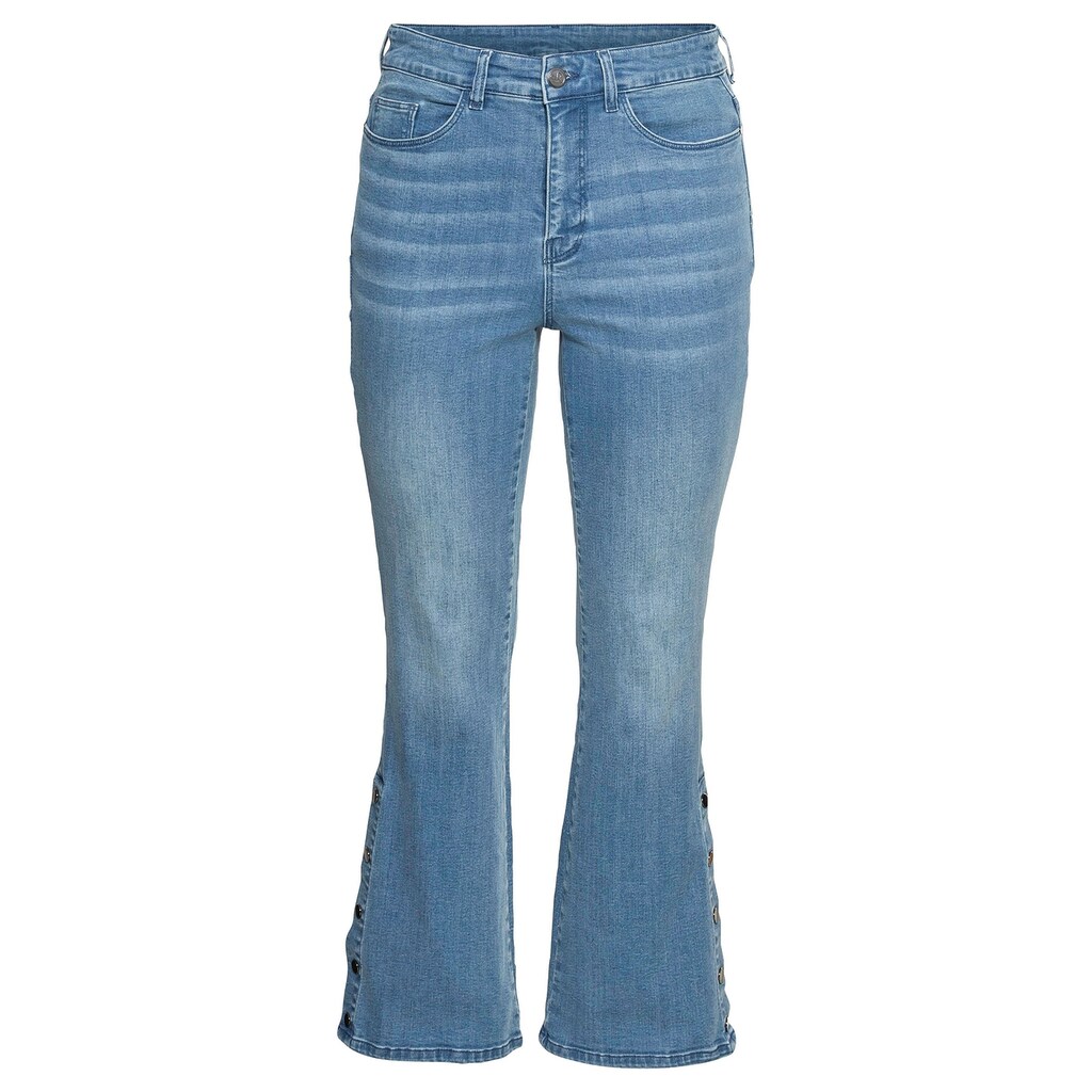 Sheego Bootcut-Jeans »Große Größen«, mit Zierknopfleiste am Saum