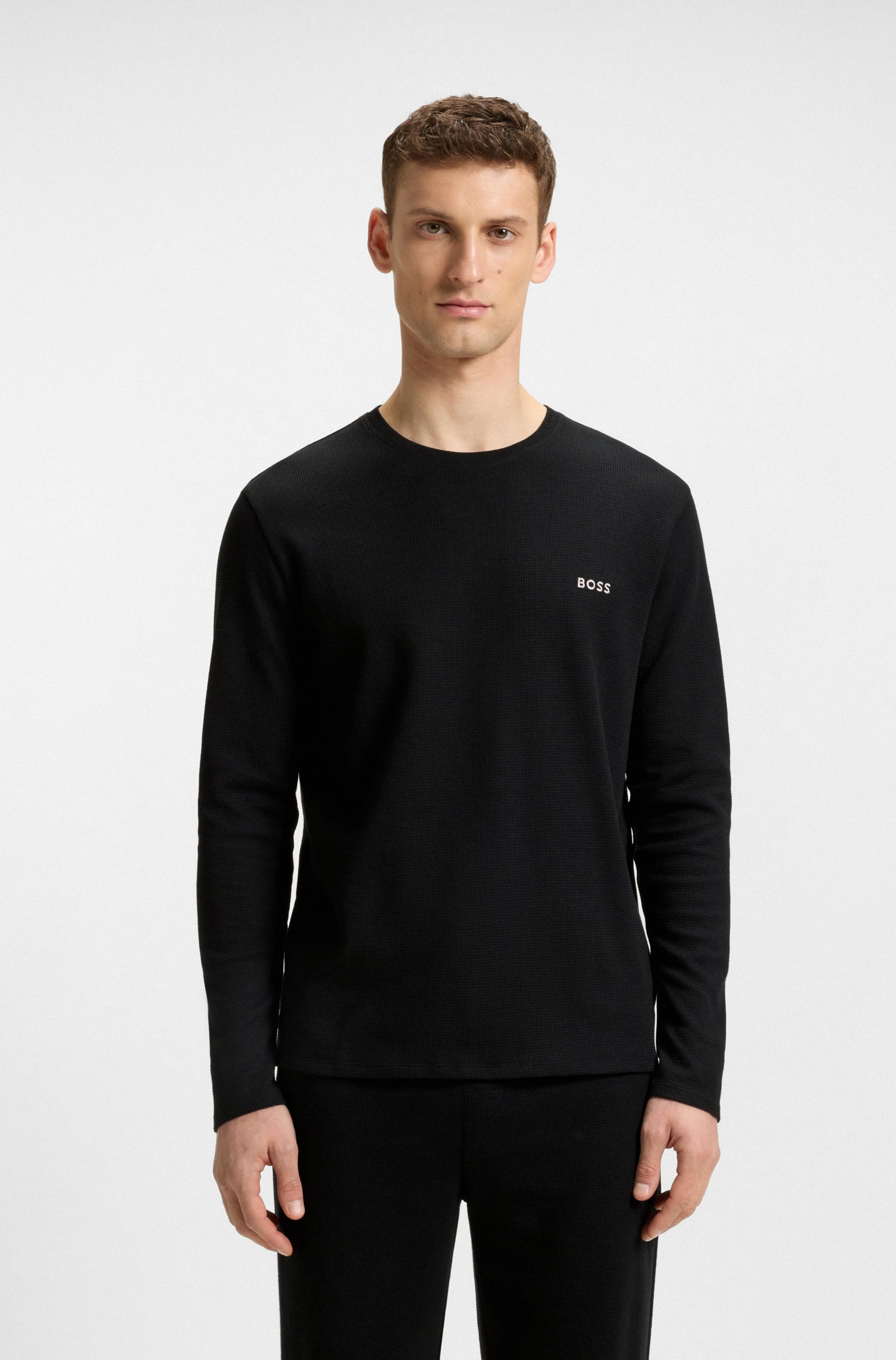 BOSS Pyjamaoberteil »Waffle LS-Shirt«