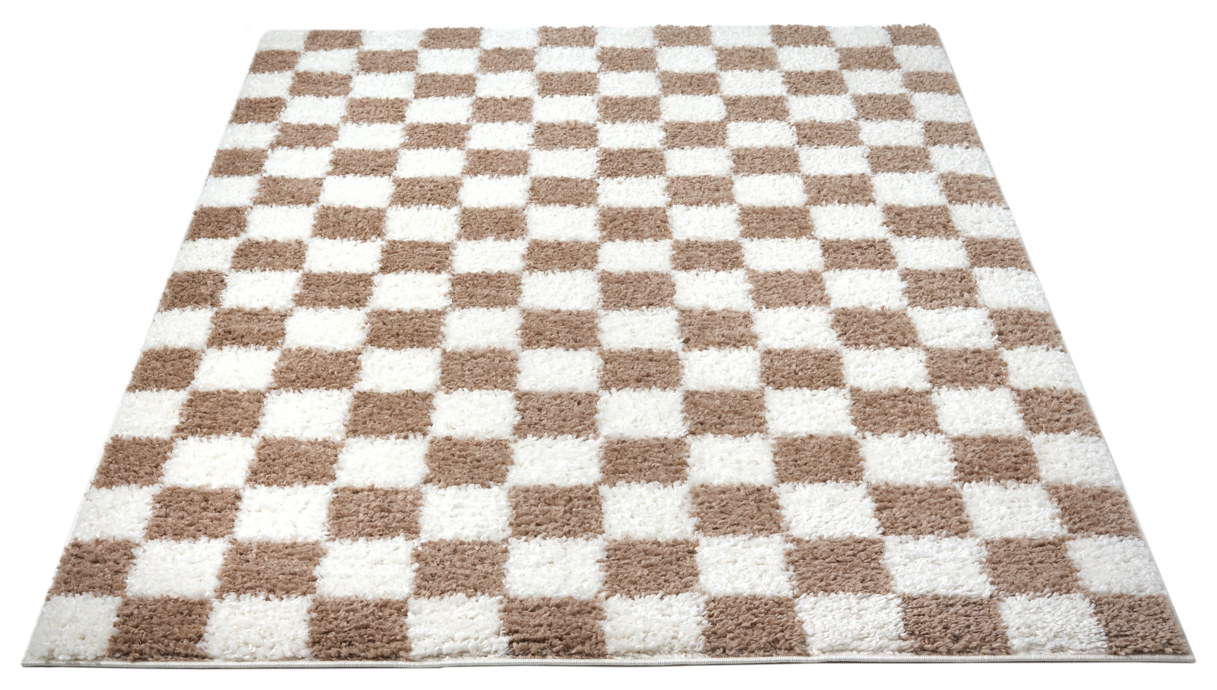 OTTO home Hochflor-Teppich »Kiiki«, rechteckig, 30 mm Höhe, Kariert, auffälliges Schachbrettmuster, Wohnzimmer, Schlafzimmer