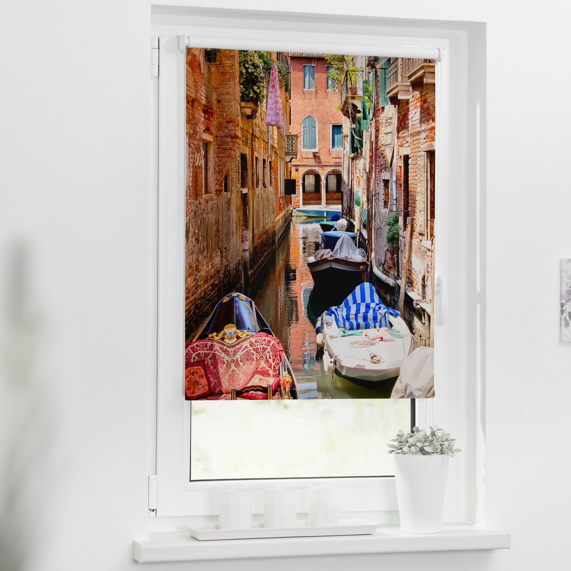 LICHTBLICK ORIGINAL Seitenzugrollo »Klemmfix Motiv Venedig Gondola«, Lichtschutz, ohne Bohren, freihängend, bedruckt